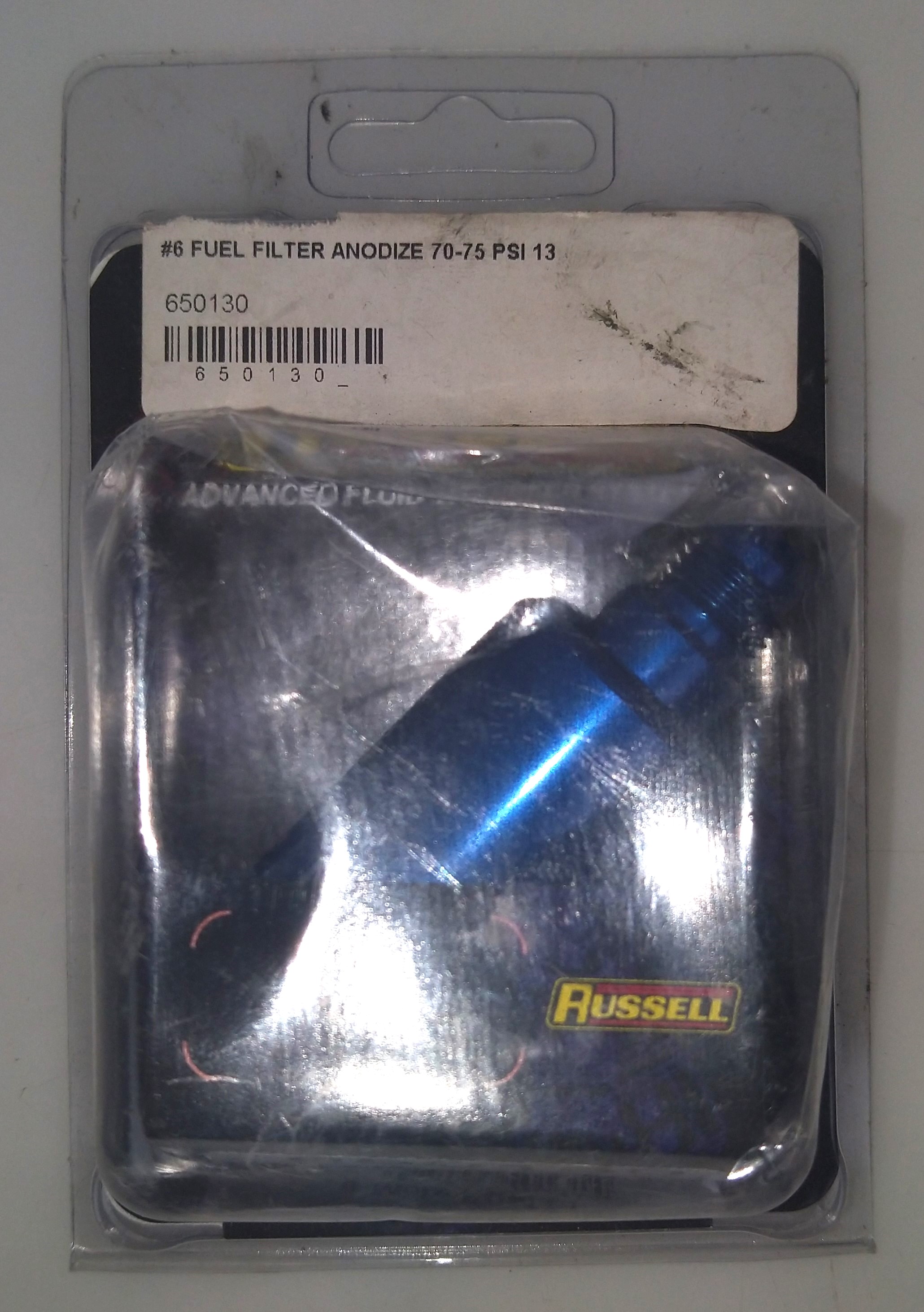 New Open Box Edelbrock/Russell 650130 Anodized Aluminum Fuel Filter