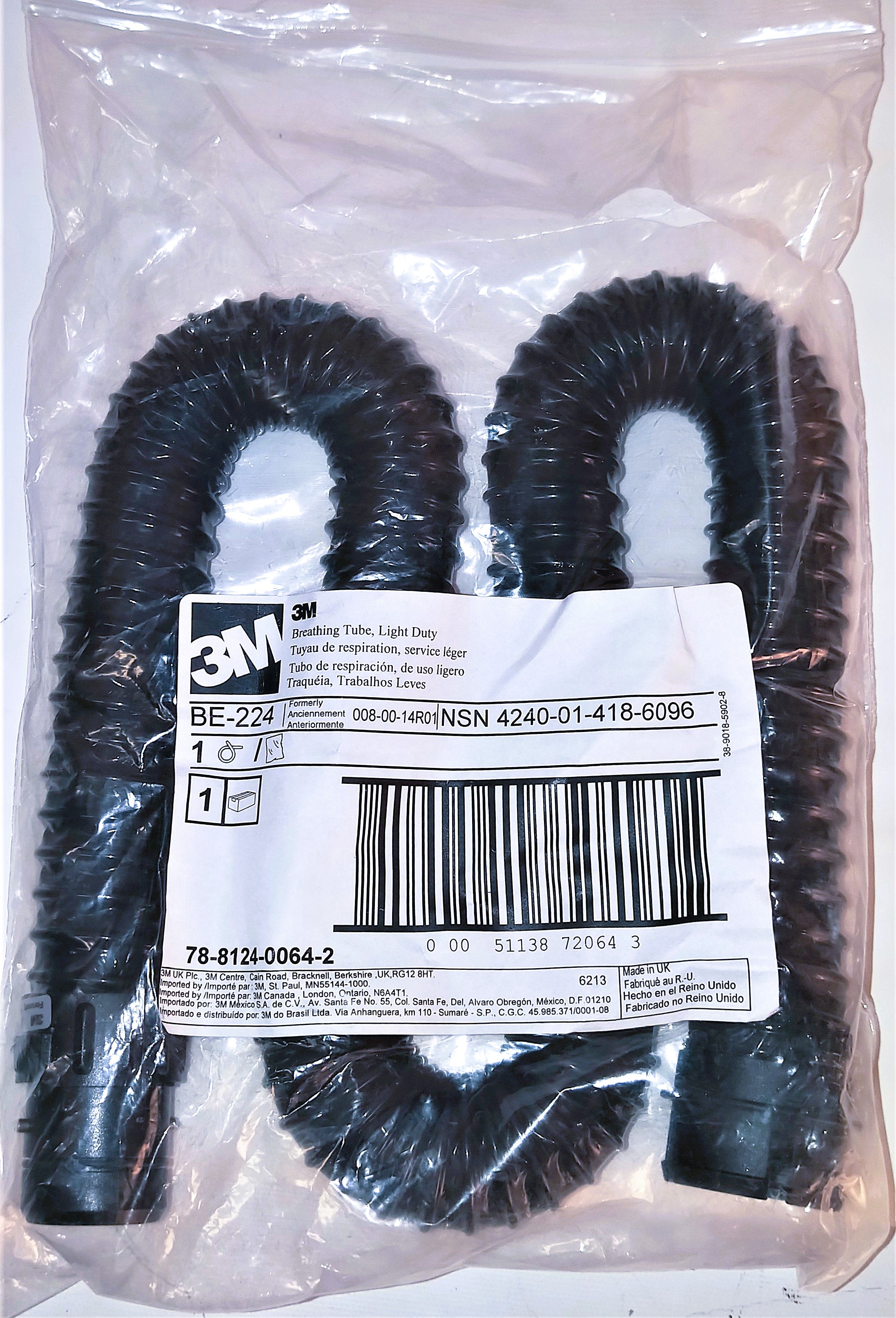 New Open Box 3M BE-224 Breathing Tube Assembly