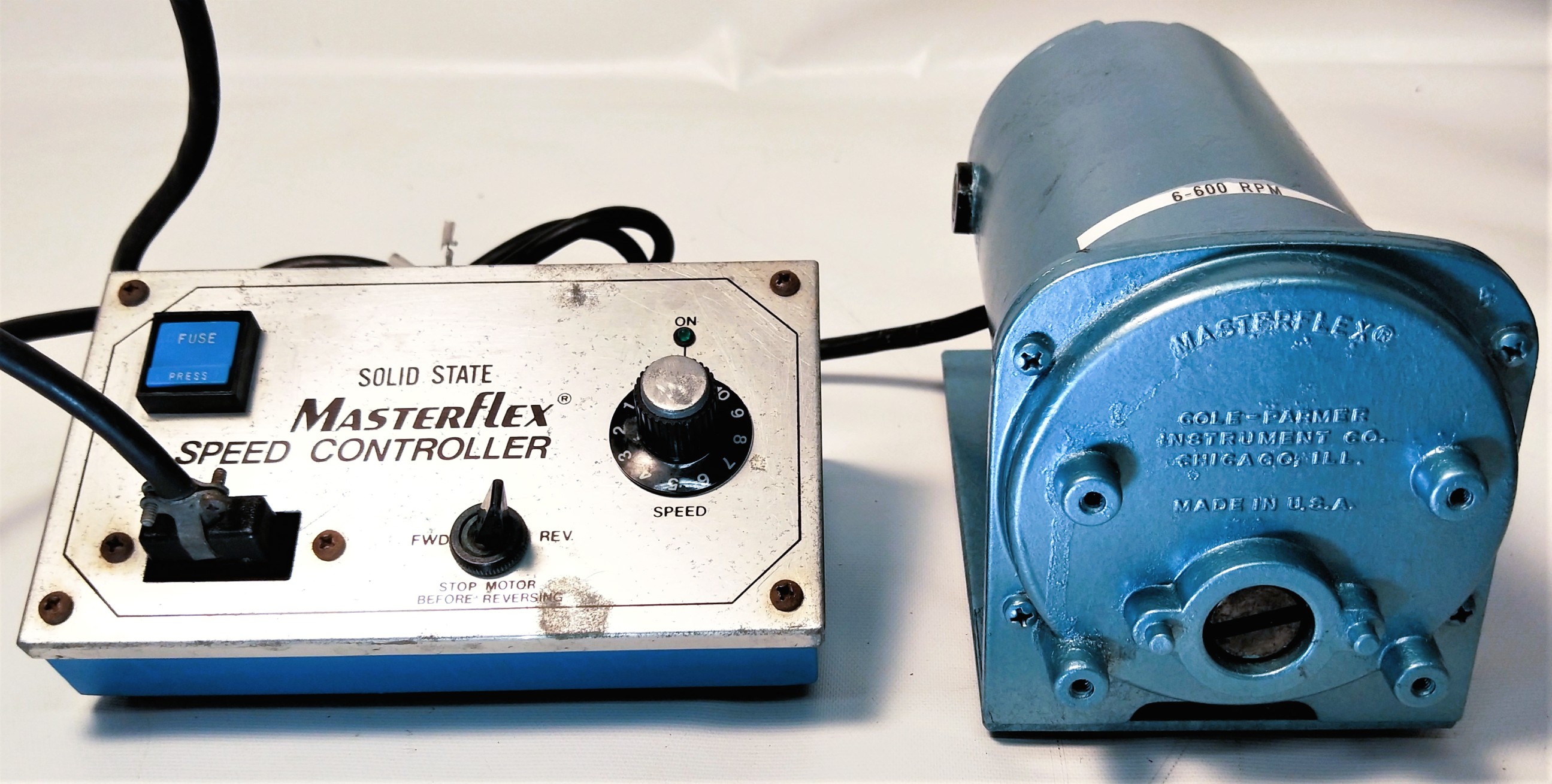 Used Cole-Parmer Masterflex 7553-20 Pump Drive with Masterflex Solid State Speed Controller (6-600rpm)