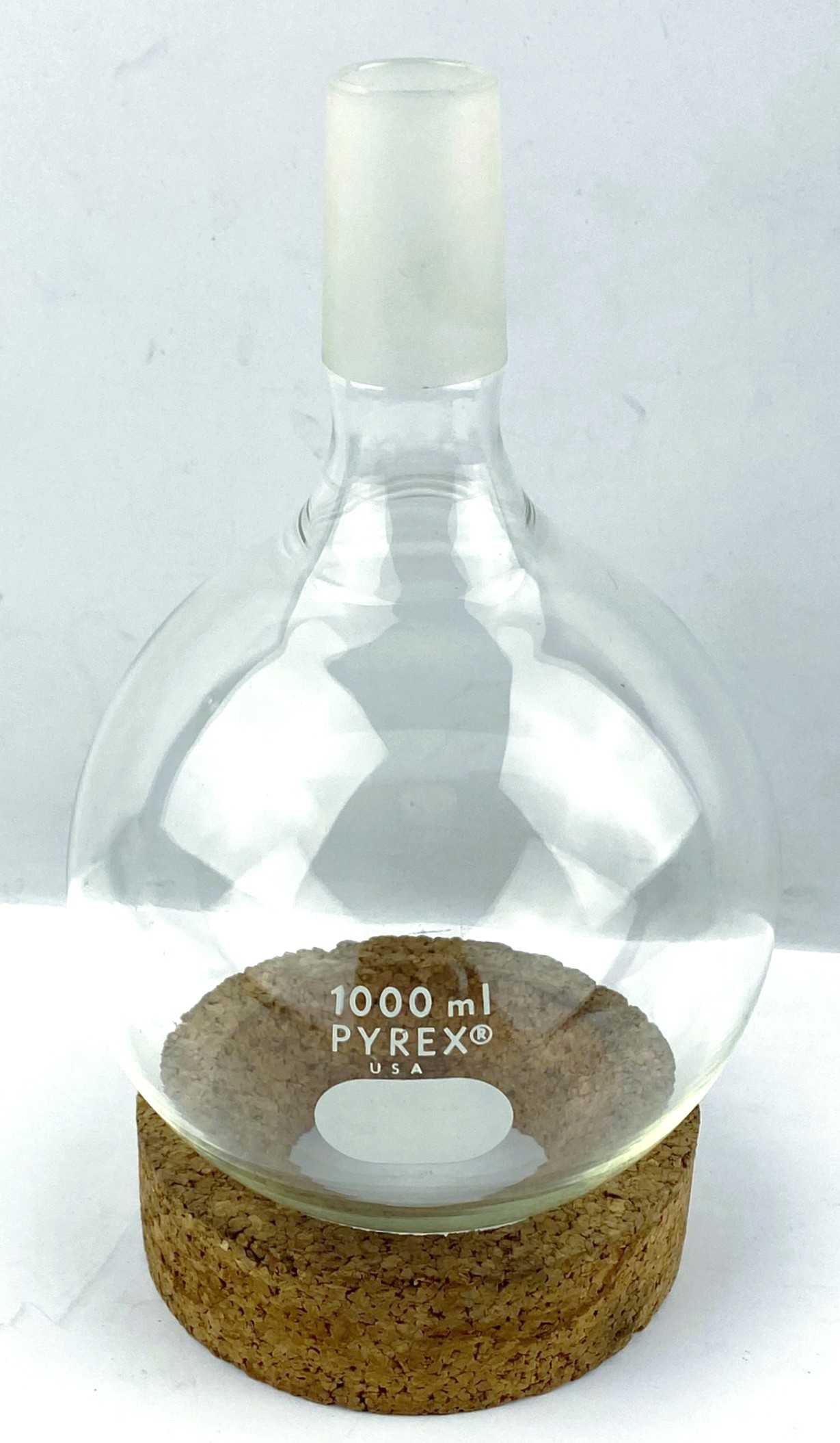 Used Corning PYREX (or Equivalent) 1000mL Round-Bottom Evaporating Flask with 24/40 Male Neck