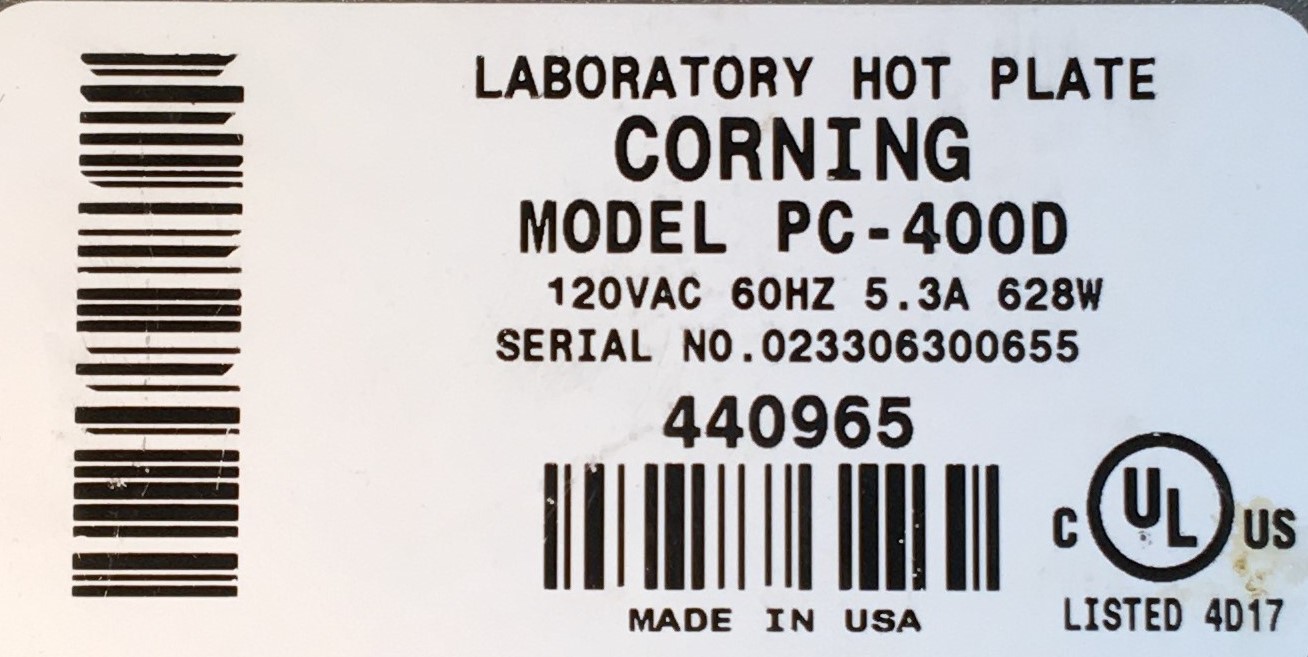 Used Corning PC-400D Hot Plate (5" x 7" Plate)