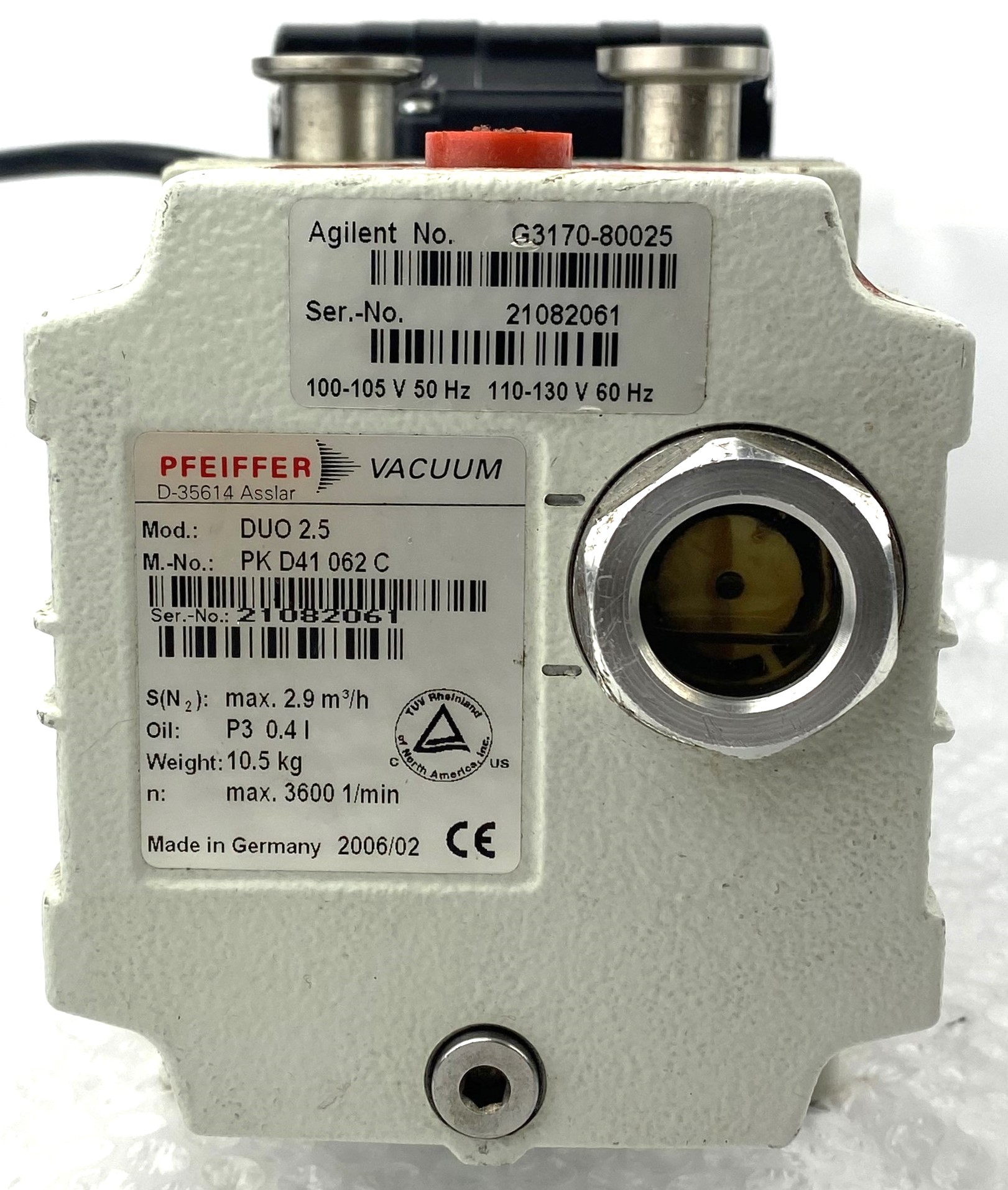 Used Pfeiffer DUO 2.5 (G3170-80025) Rotary Vacuum Pump (2.5cfm)