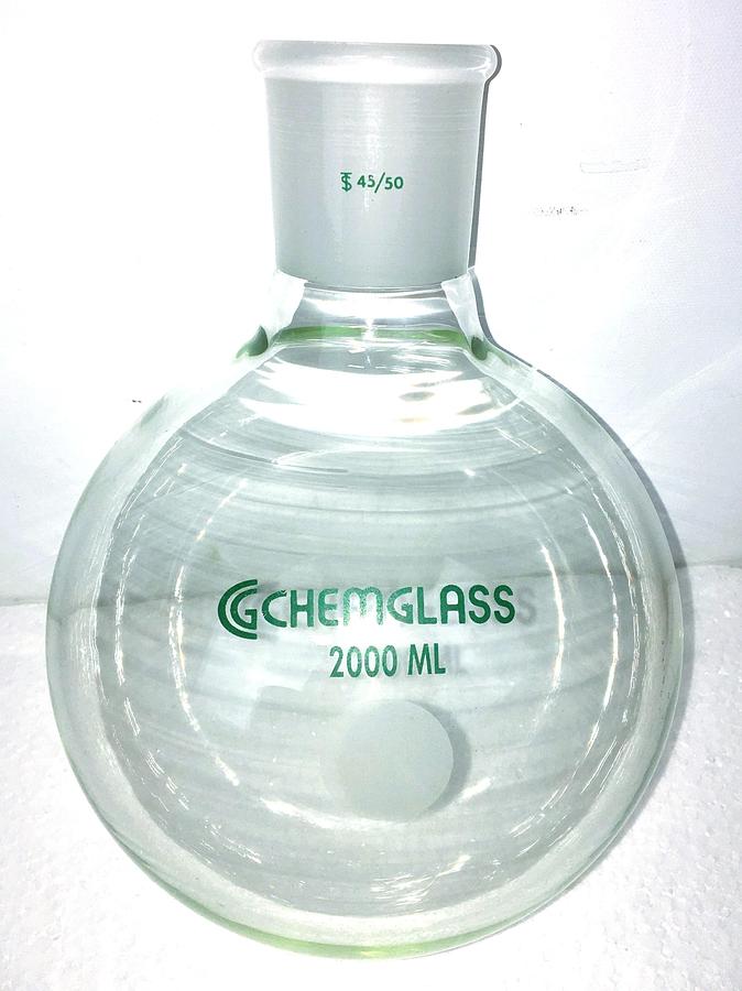 Used ChemGlass CG-1506-35 Receiving Flask with 45/50 Joint - 2000mL