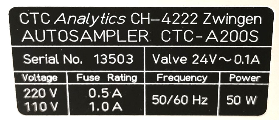 Used CTC Analytics CTC-AS200S Autosampler