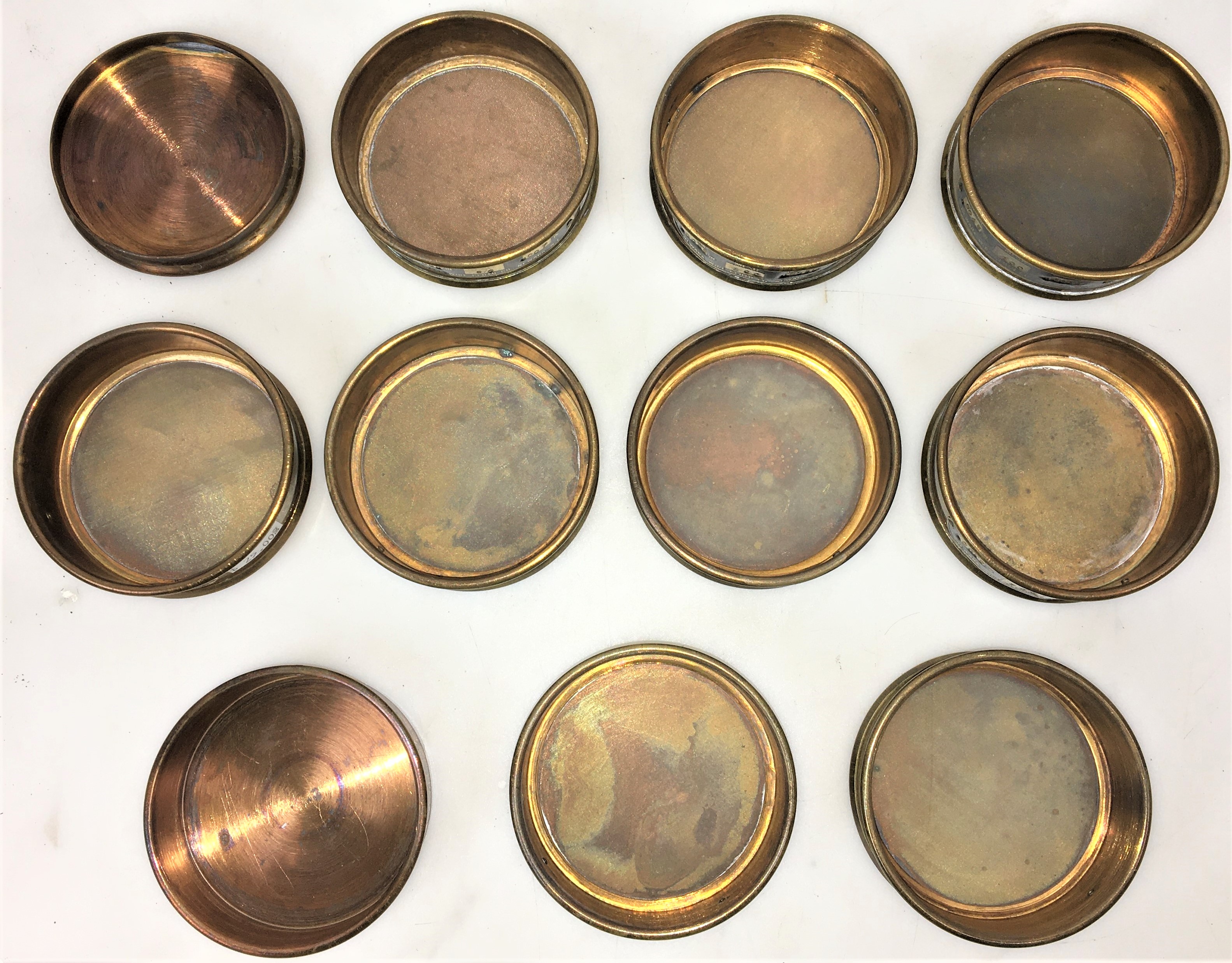Used Newark Brass Sieve Kit - 3" Diam (Set of 9)