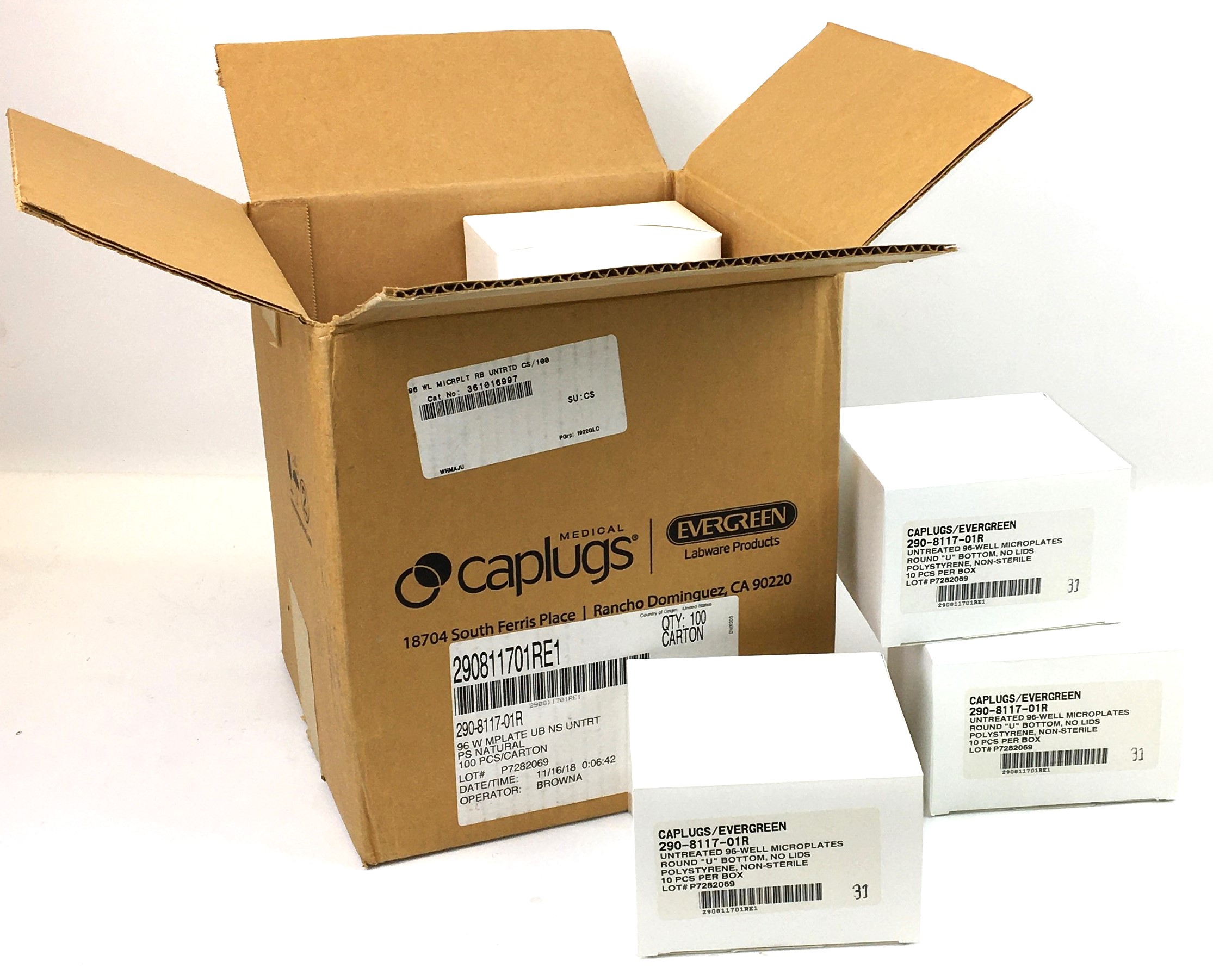 New Open Box Caplugs Evergreen 290-8117-01R Clear Microplate Trays (Lot of 190)