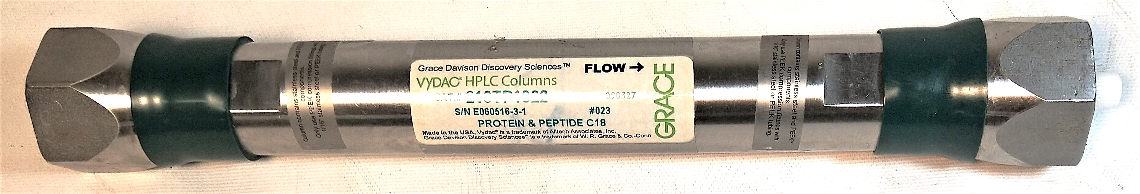 Used Vydac 218TP1022 C18 Preparative HPLC Column (25 cm × 22 mm x 10µm)