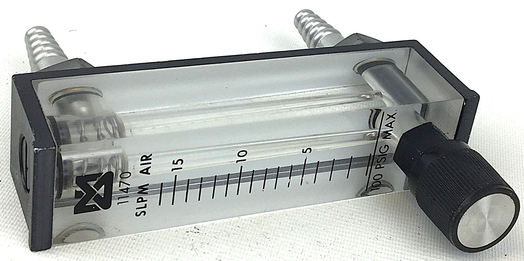 Used Key Instruments Model 2510 Acrylic Block Flowmeter (0–15 SLPM Air)