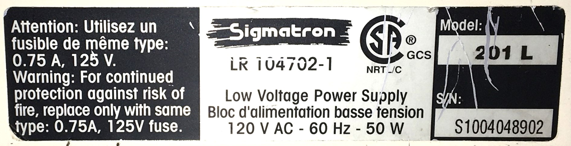 Used Eisco SigmaTron 201L Low Voltage Digital Power Supply