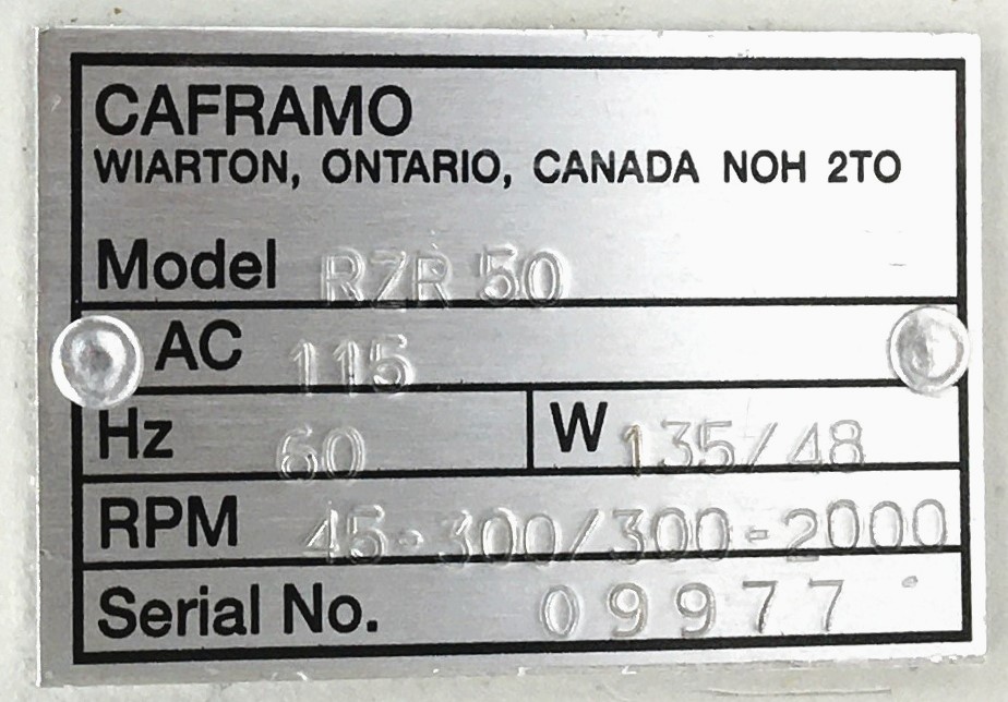 Used Caframo RZR 50 Overhead Stirrer with Stand