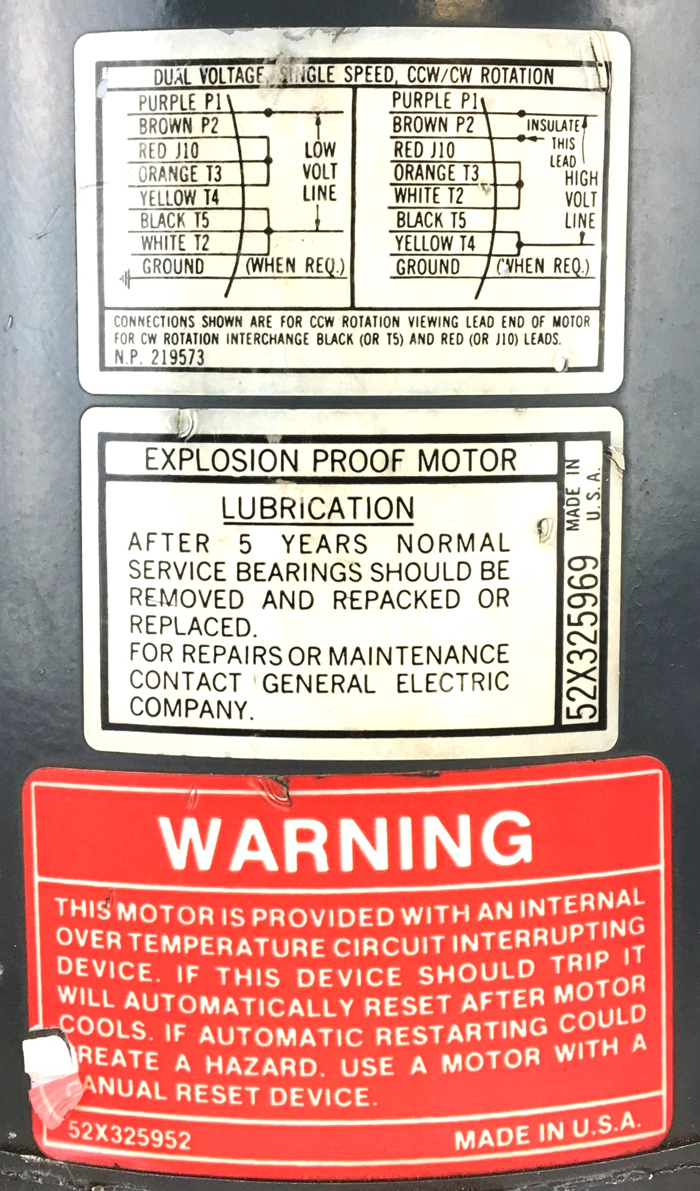 Used General Electric 5KC45MG13882EX Explosion-Proof Motor (1/2 HP)