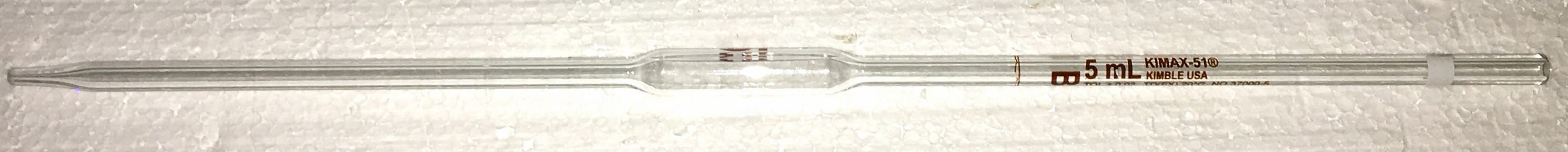 New Open Box Kimble 37000-5 KIMAX Class B 5mL Volumetric Pipet