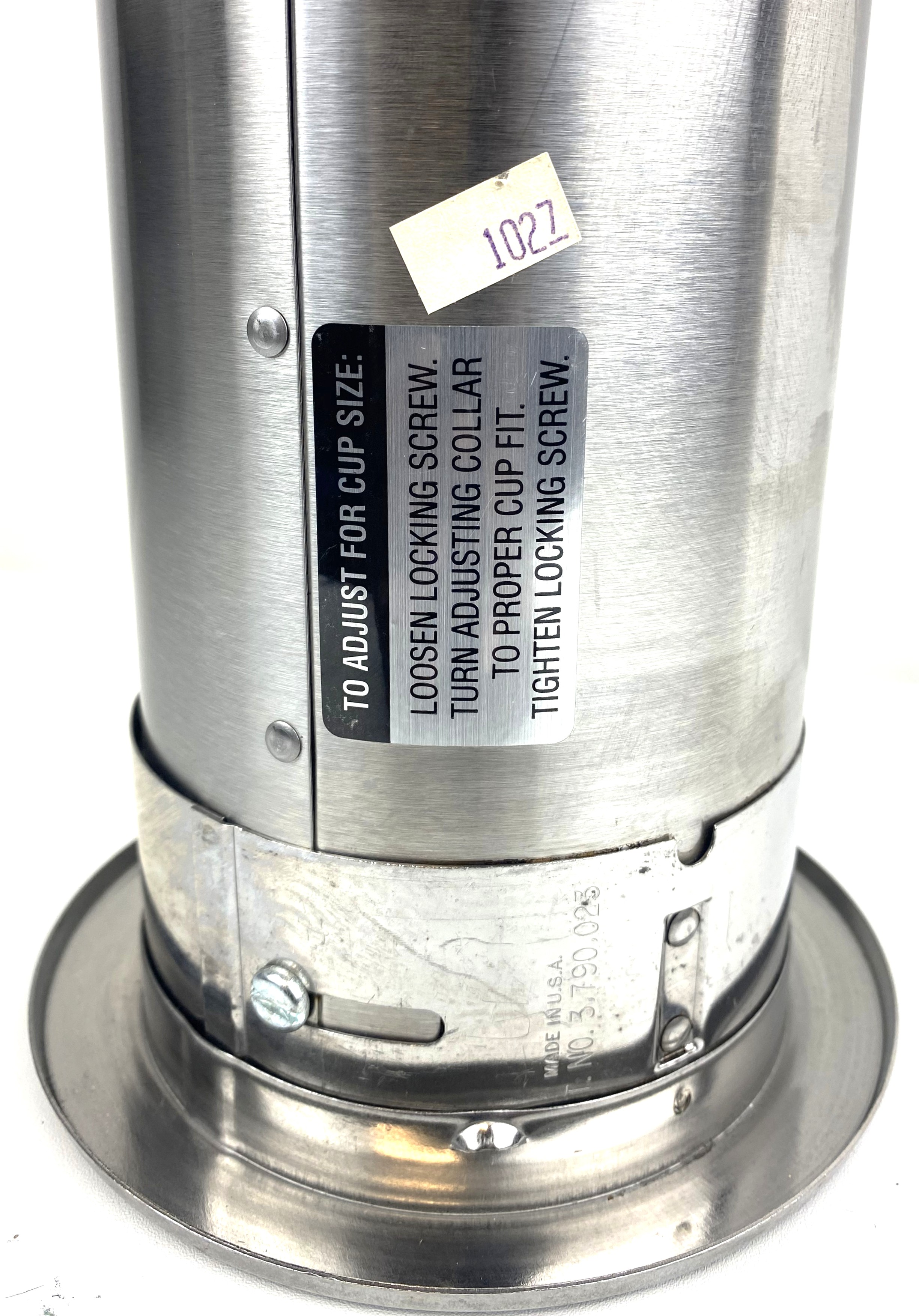 New Open Box Dispense-Rite ADJ-2S Stainless Steel In-Counter Cup Dispenser