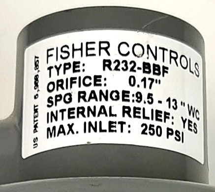 Used Fisher Controls R232-BBF LP-Gas Regulator