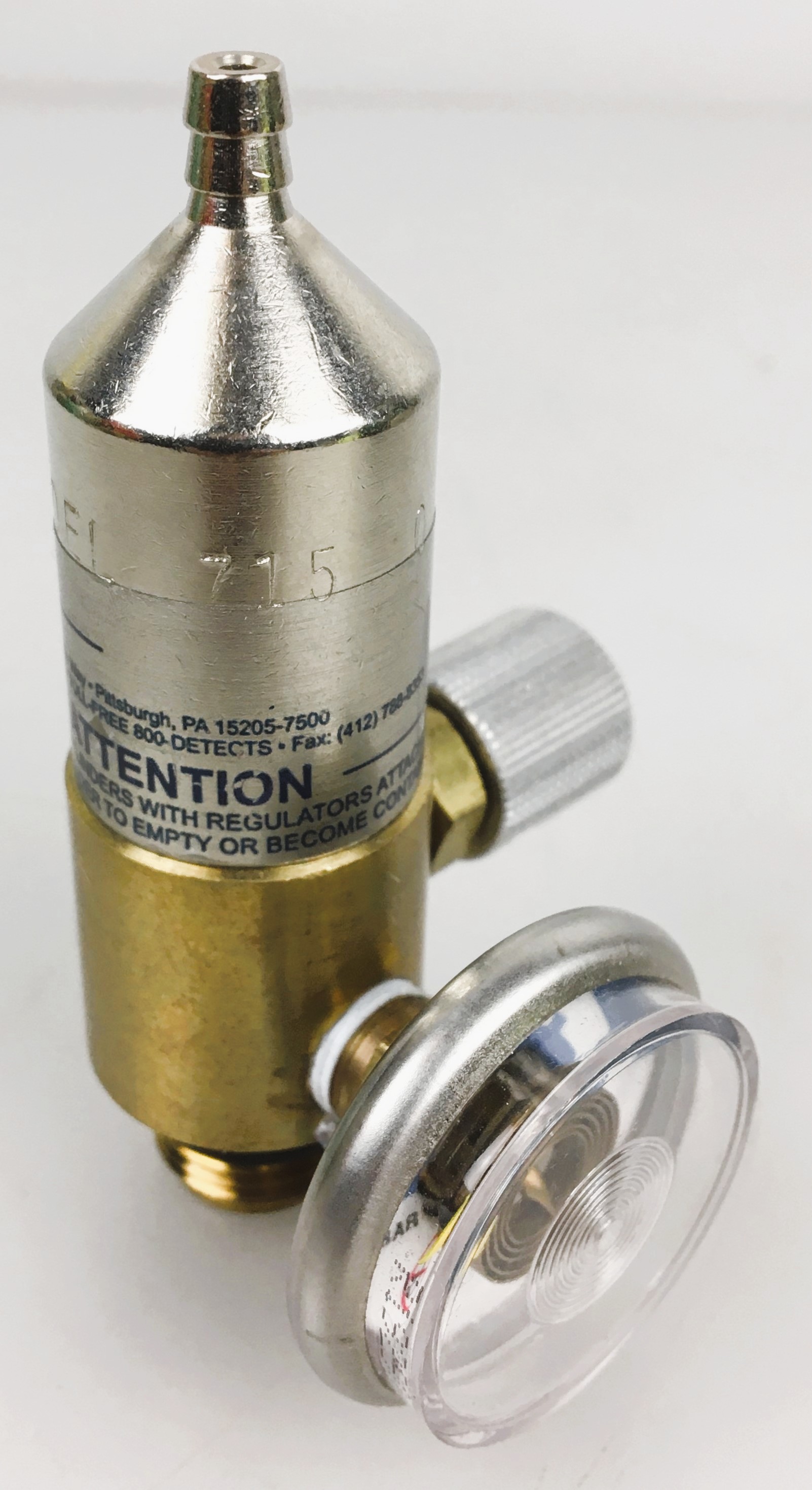 Used Industrial Scientific 715 CalGaz Fixed-Flow Calibration Regulator (0.5 LPM)