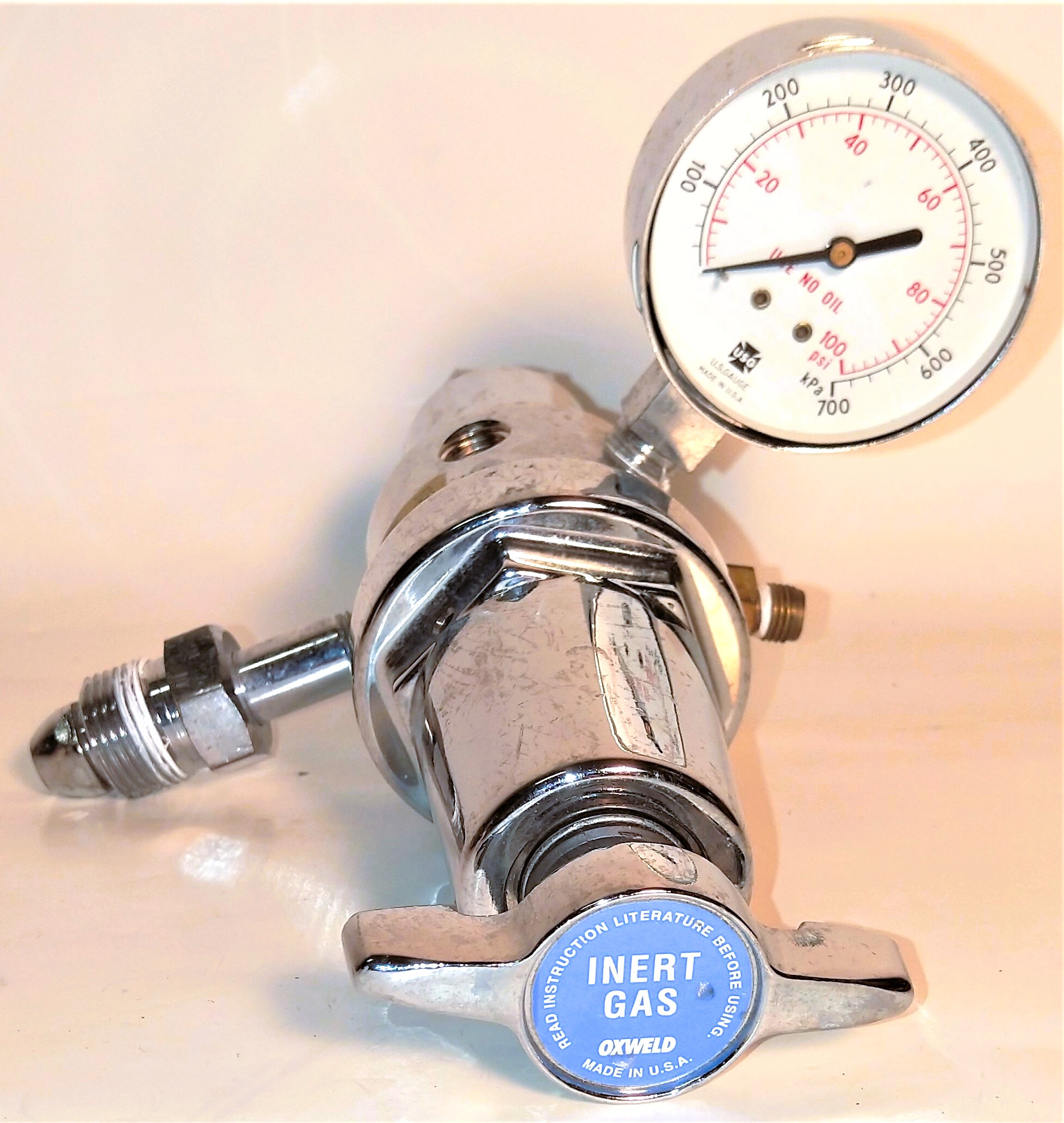 Used Oxweld Trimline R-77 75-580 Dual Stage Stainless-Steel Regulator (CGA 580)