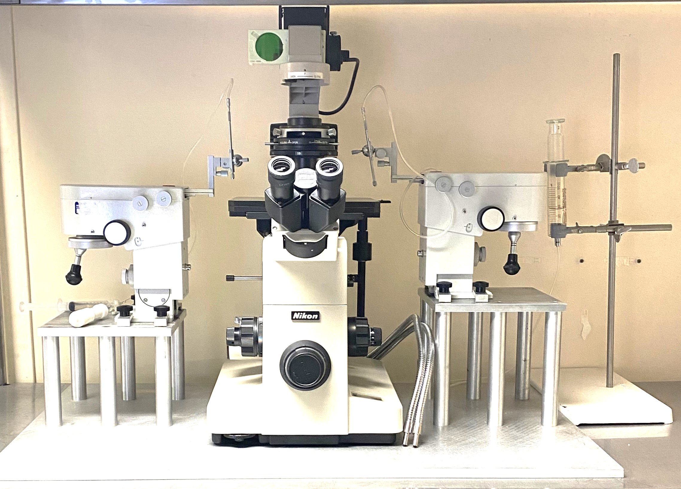 Used Nikon Diaphot TMD Inverted, Phase-Contrast Microscope with Micromanipulators