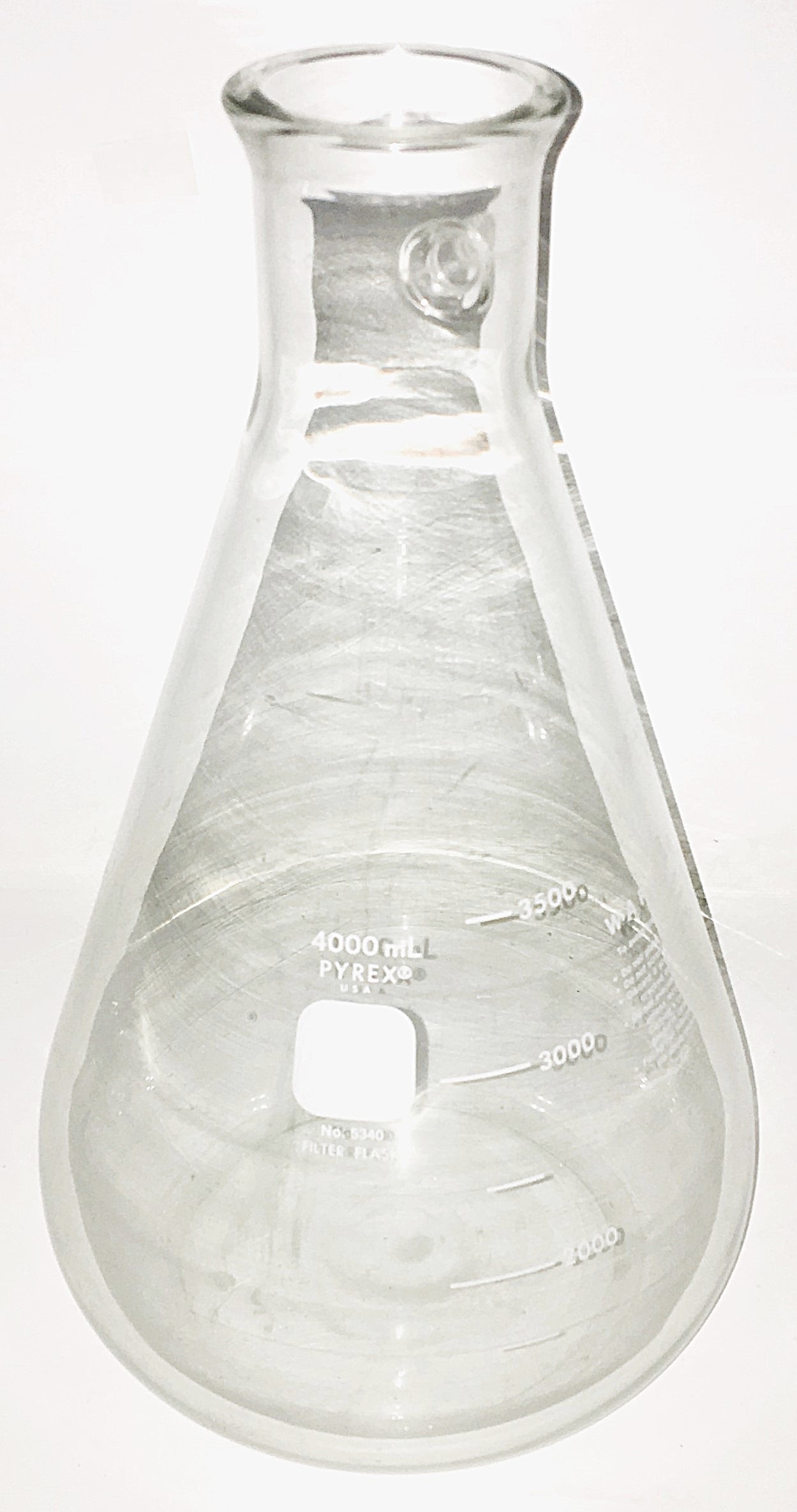 Used Corning PYREX 5340 (and Equivalent) 4L Filtration Flask with Sidearm Tubulation