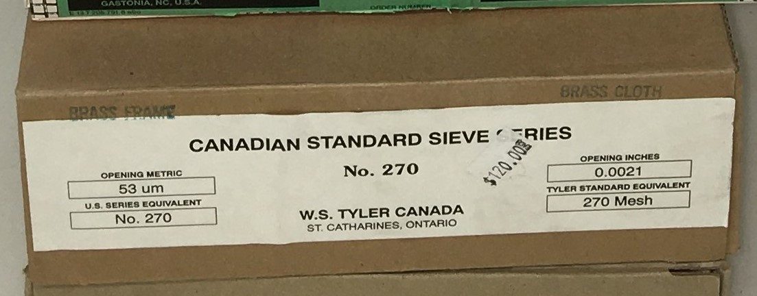 New Open Box Tyler #270 Brass 12" Sieve (75μm)