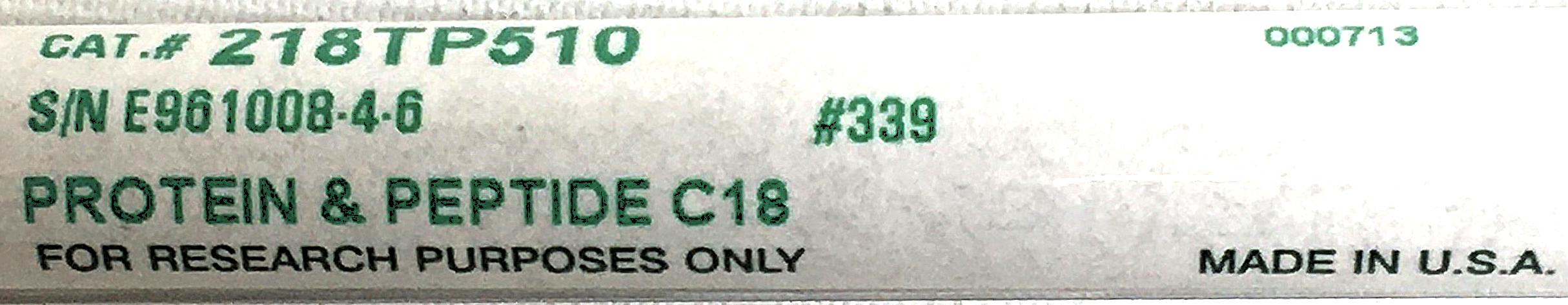 Used Vydac 218TP510 C18 Semi-Preparative LC Column (25 cm × 10 mm x 5µm)