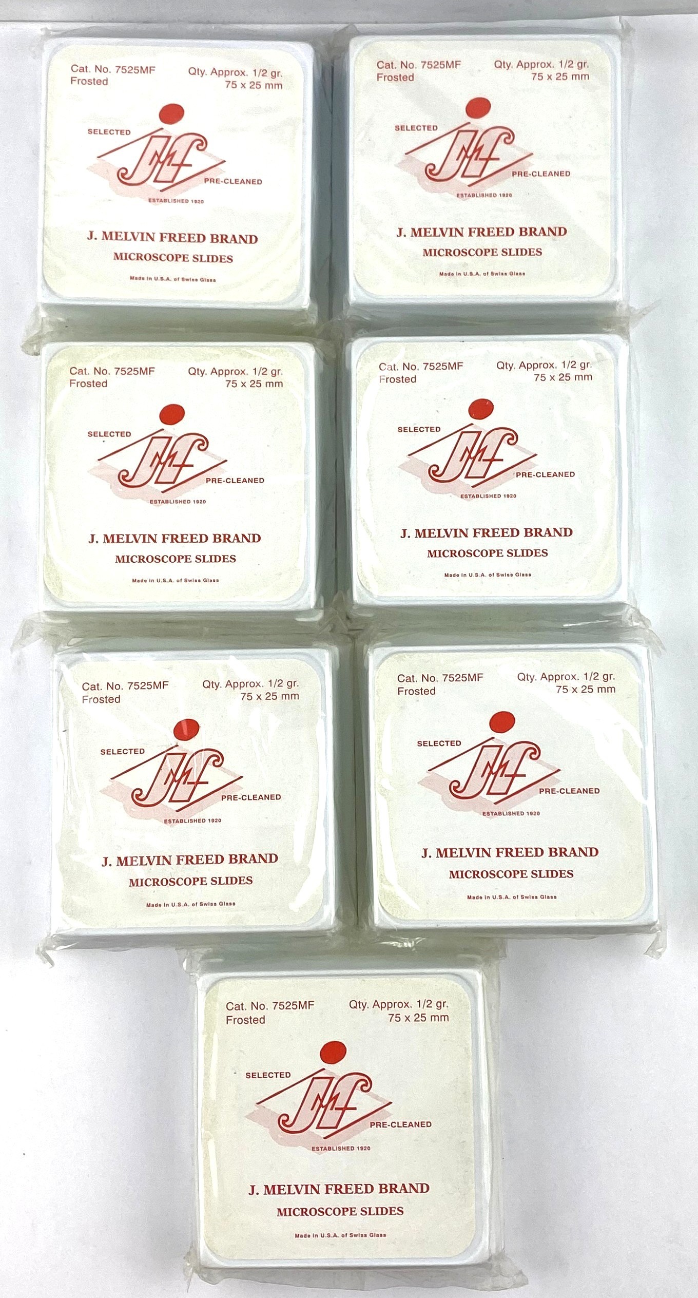 New Melvin Freed 7525MF Frosted Microscope Slides - 75mm x 25mm x 1mm