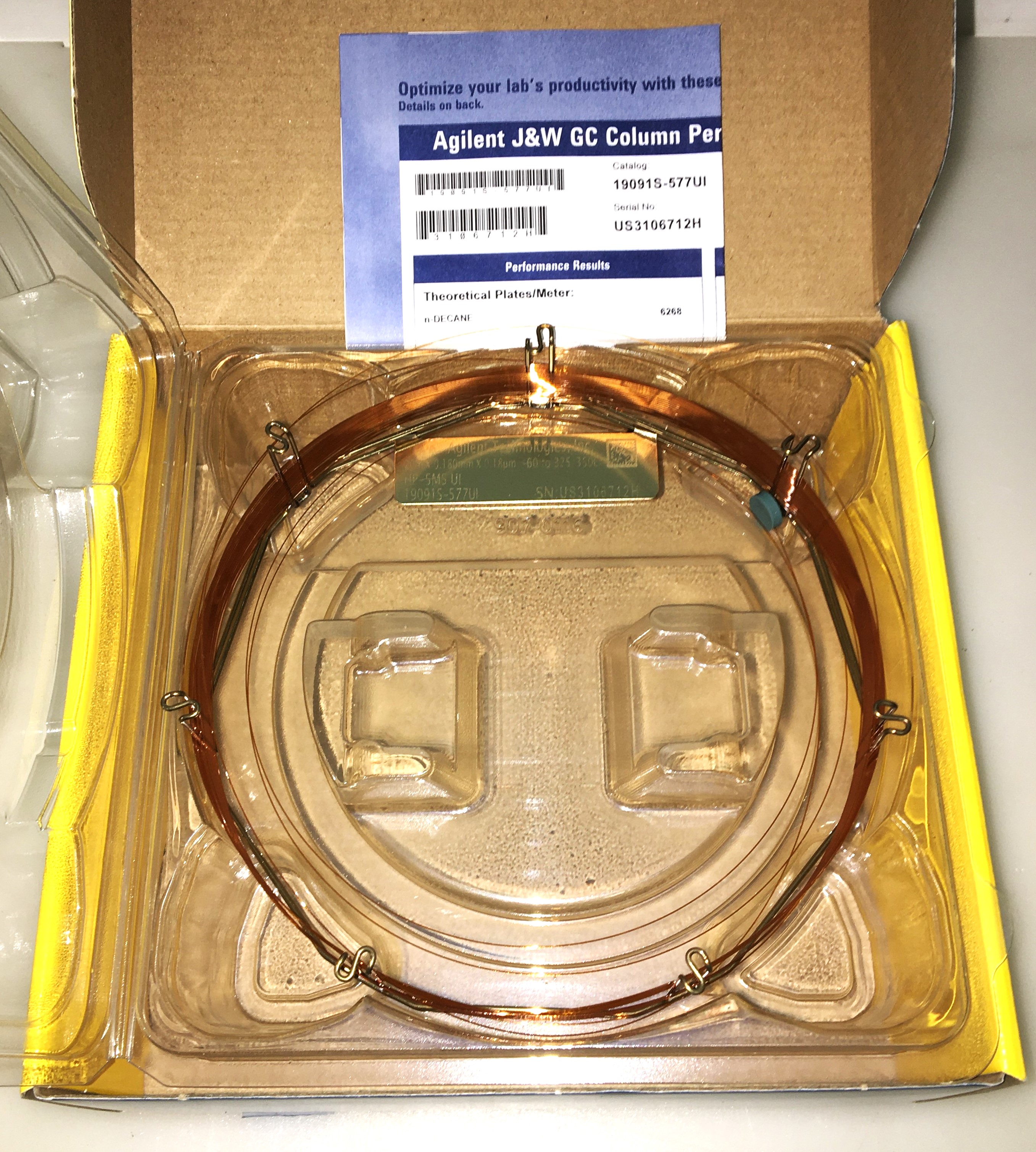 Used Agilent HP-5MS UI (19091S-577UI) Capillary Column (20M x 0.18mm x 0.18µm)