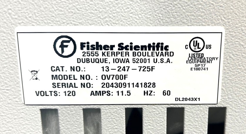 Used Fisher Isotemp 725F (OV700F) Forced-Air Oven (2.5 Cu-Ft)