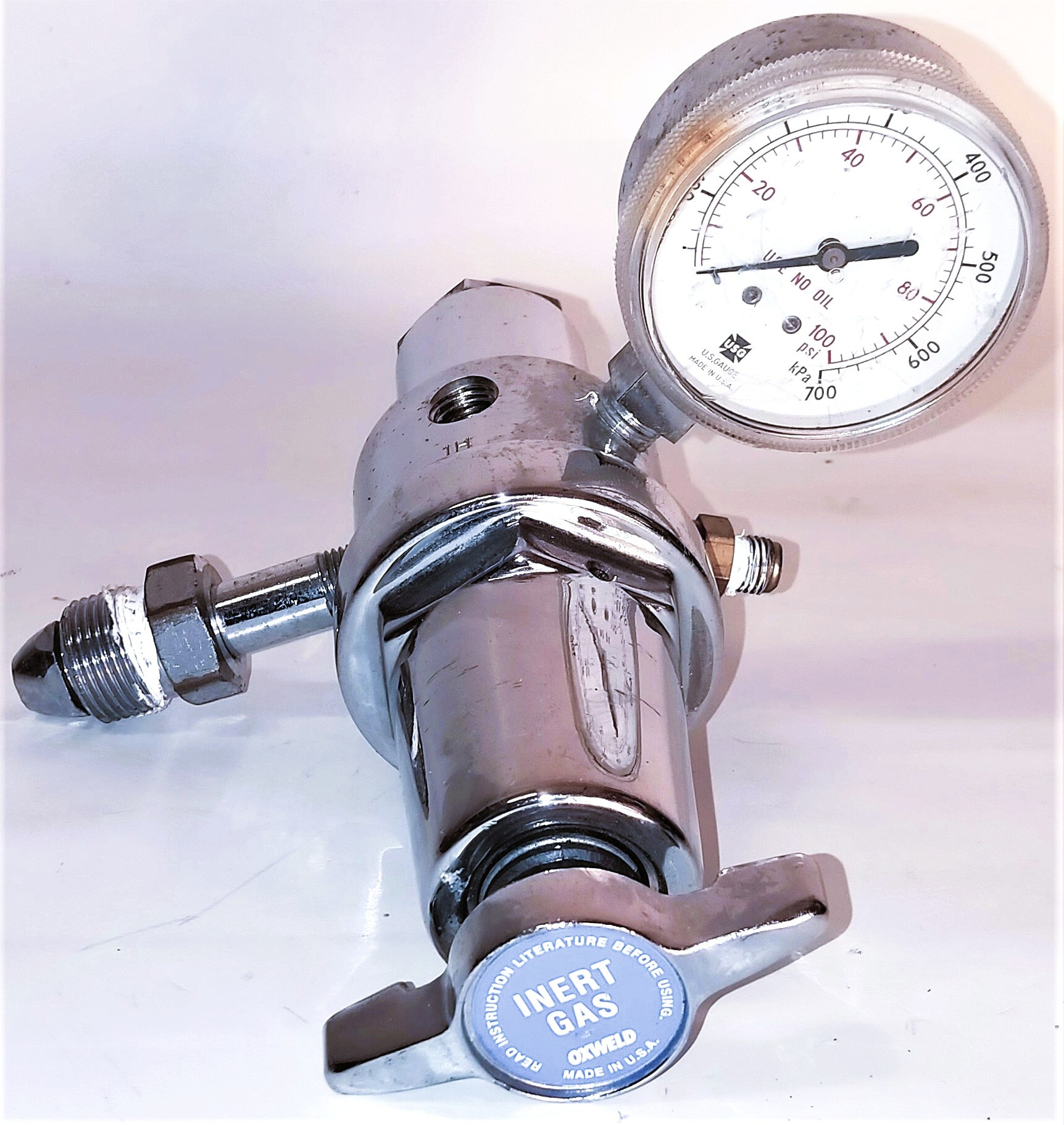 Used Oxweld Trimline R-77 75-580 Dual Stage Stainless-Steel Regulator (CGA 580)