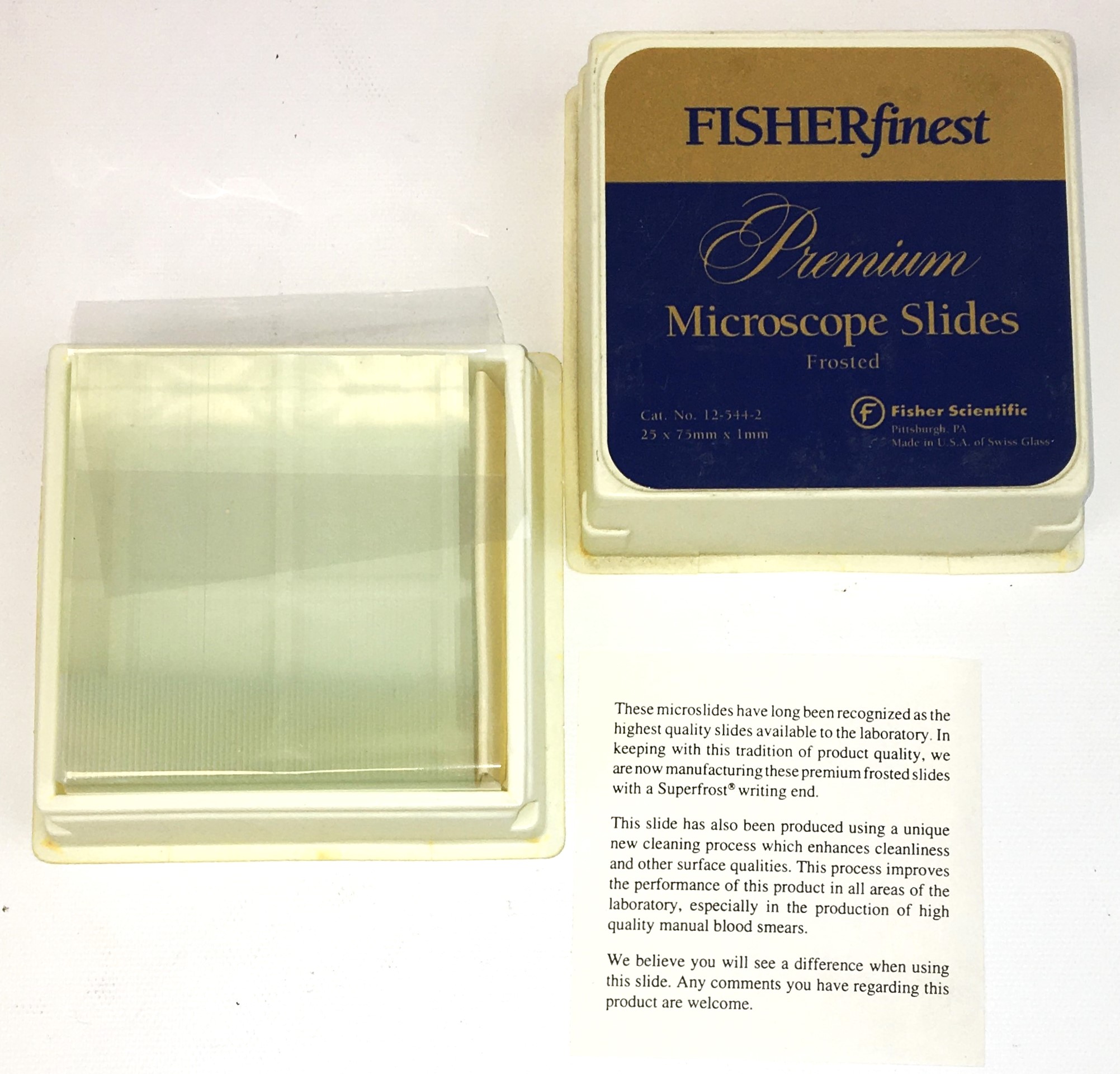 New Fisherbrand 12-544-2 Premium Frosted Microscope Slides - 75mm x 25mm x 1mm