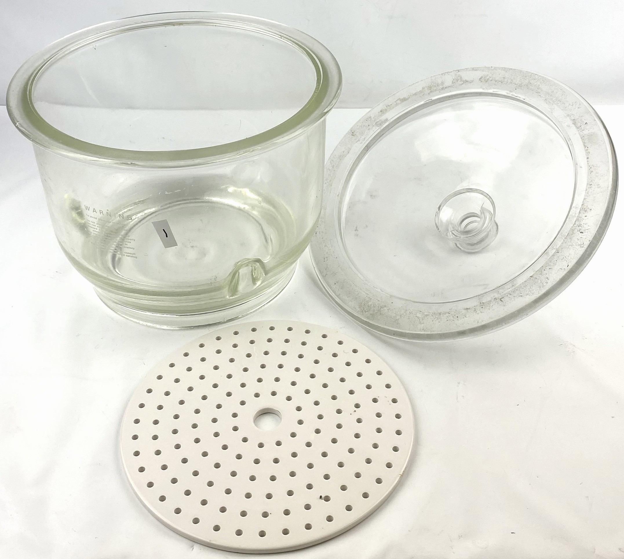 Used Corning PYREX 3081-250 (or Similar) Glass Desiccator with Support Plate (10.5L)
