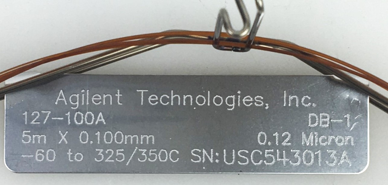 Used Agilent DB-1 (127-100A) Capillary Column (5M × 0.10mm x 0.12µm)