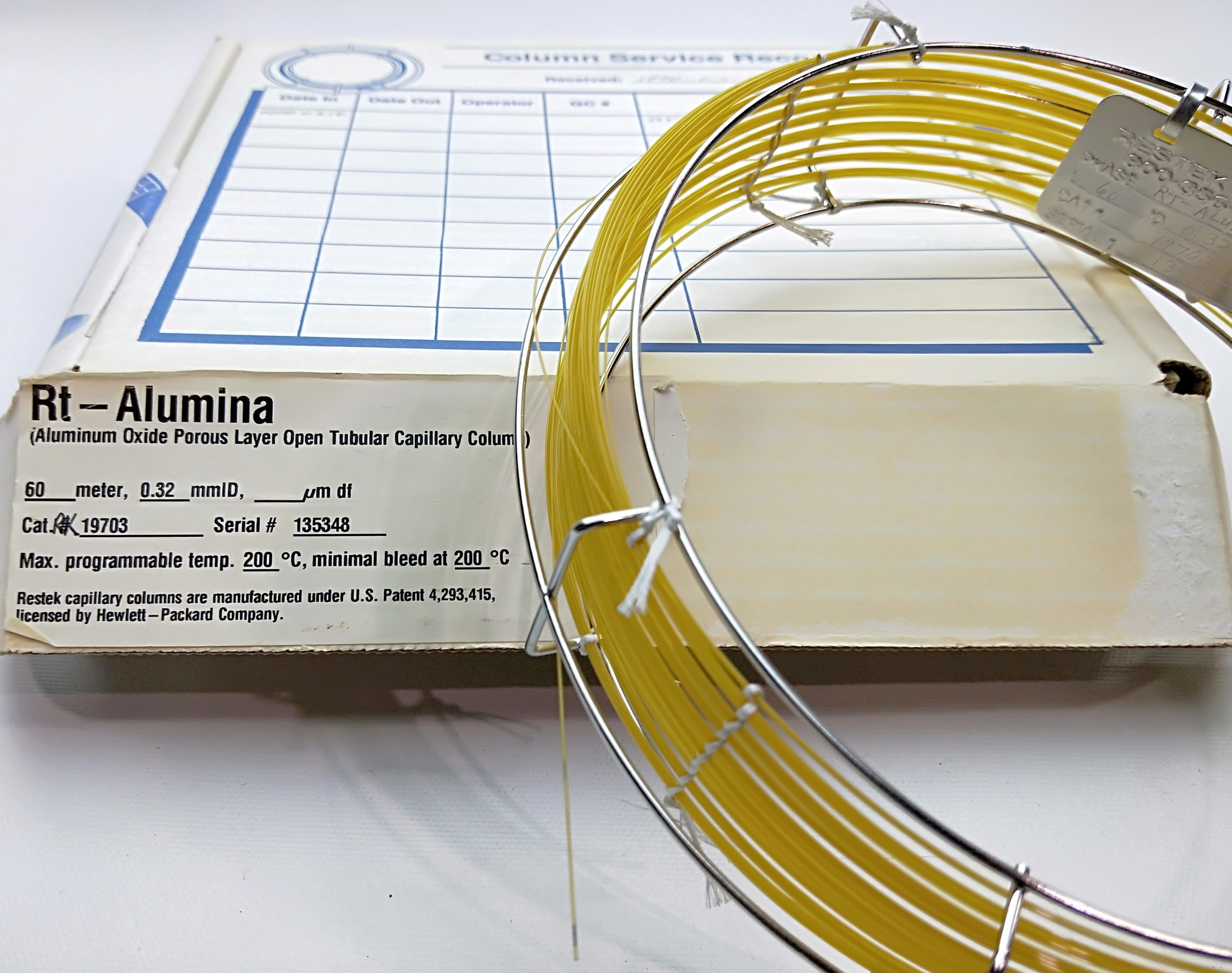 New Open Box Restek Rt-Alumina (19703) Capillary Column (60M x 0.32mm x 3µm)