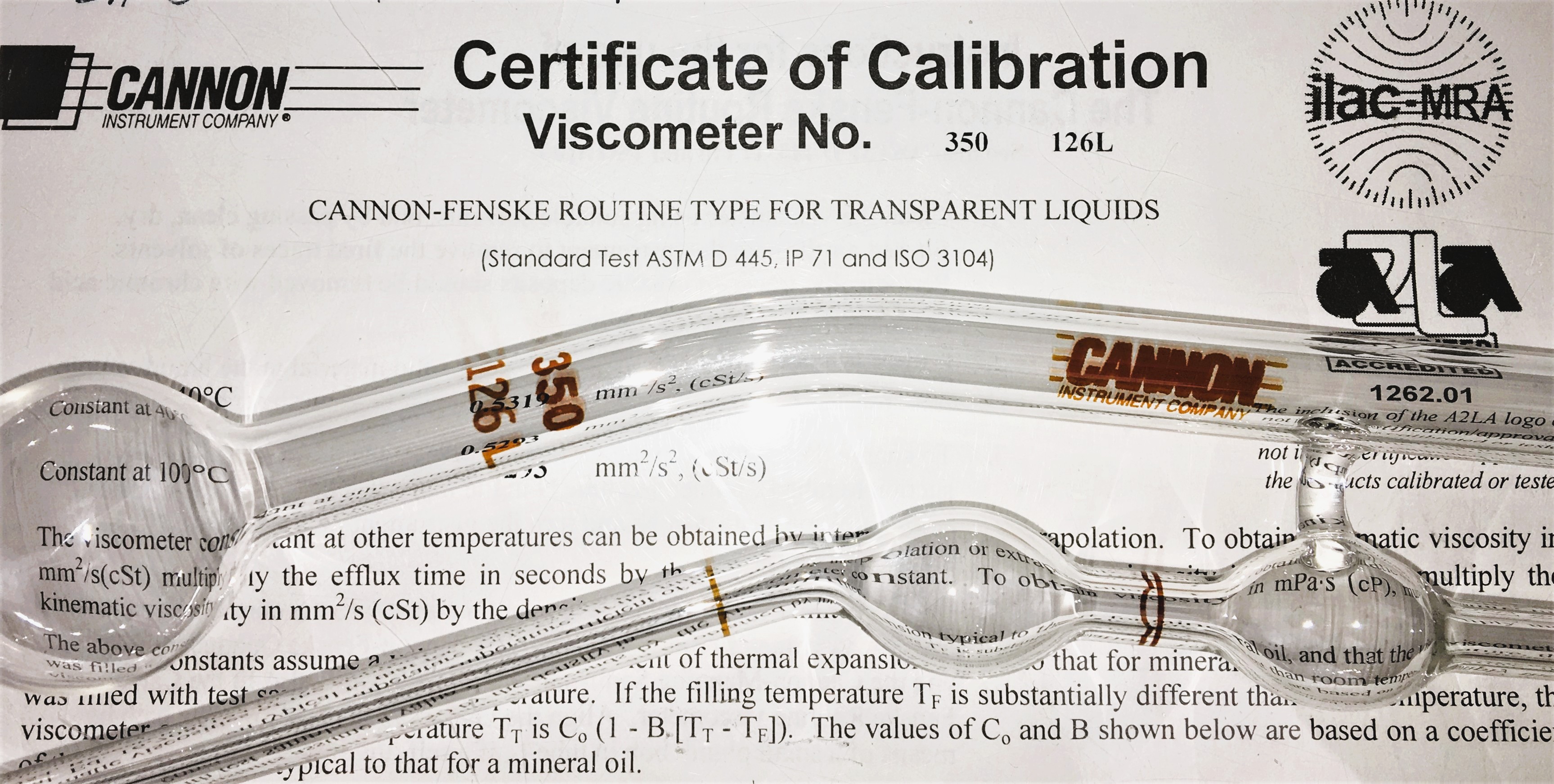 New Open Box Cannon-Fenske CFRC-350 (9721-B71) Certified Routine Viscometer Tube (Size 350)