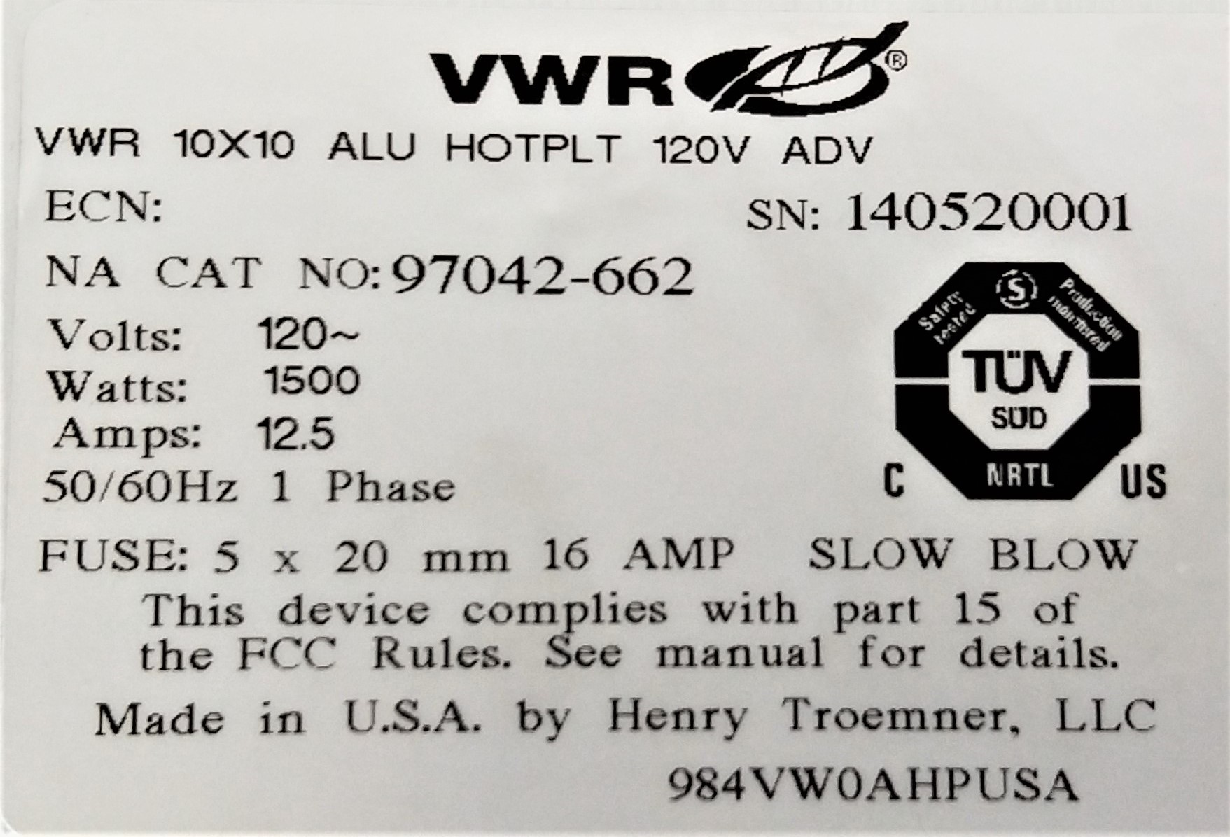 Used VWR Advanced 97042-662 Aluminum Hot Plate - 10" x 10" Plate