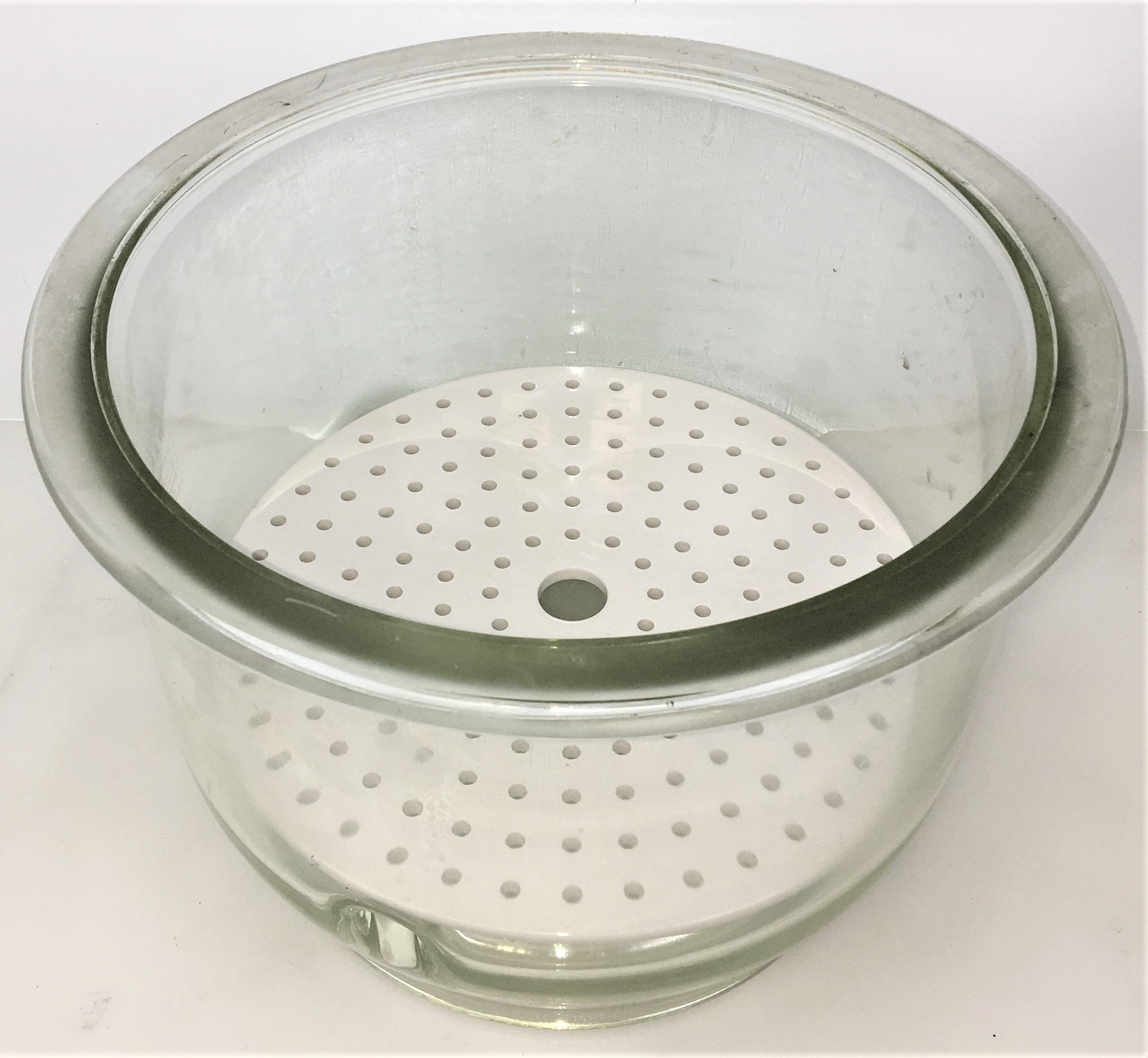 Used Corning PYREX 250 mm ID Glass Desiccator with Coors Plate