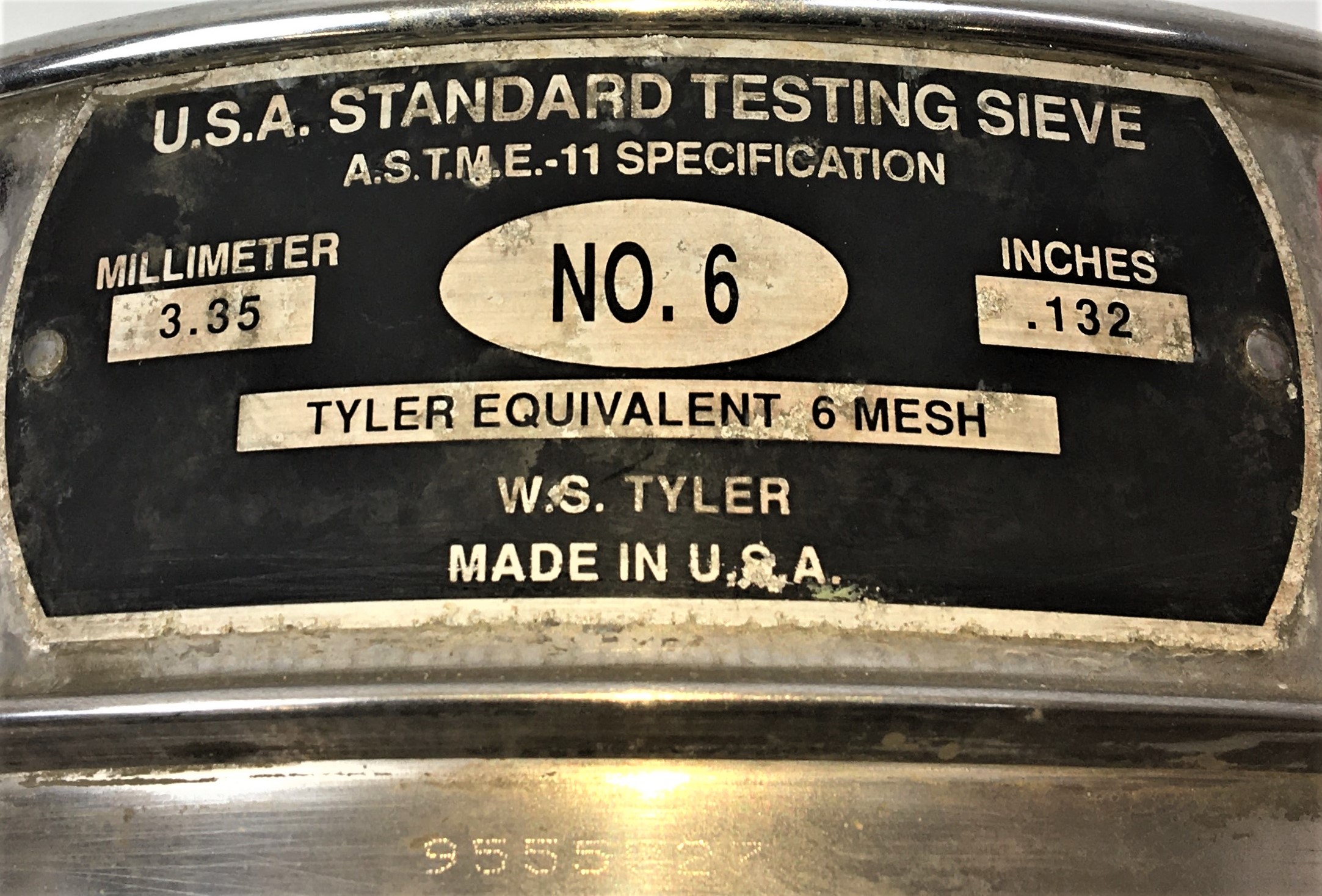 Used Tyler #6 Stainless Steel 8" Sieve (3.35mm)