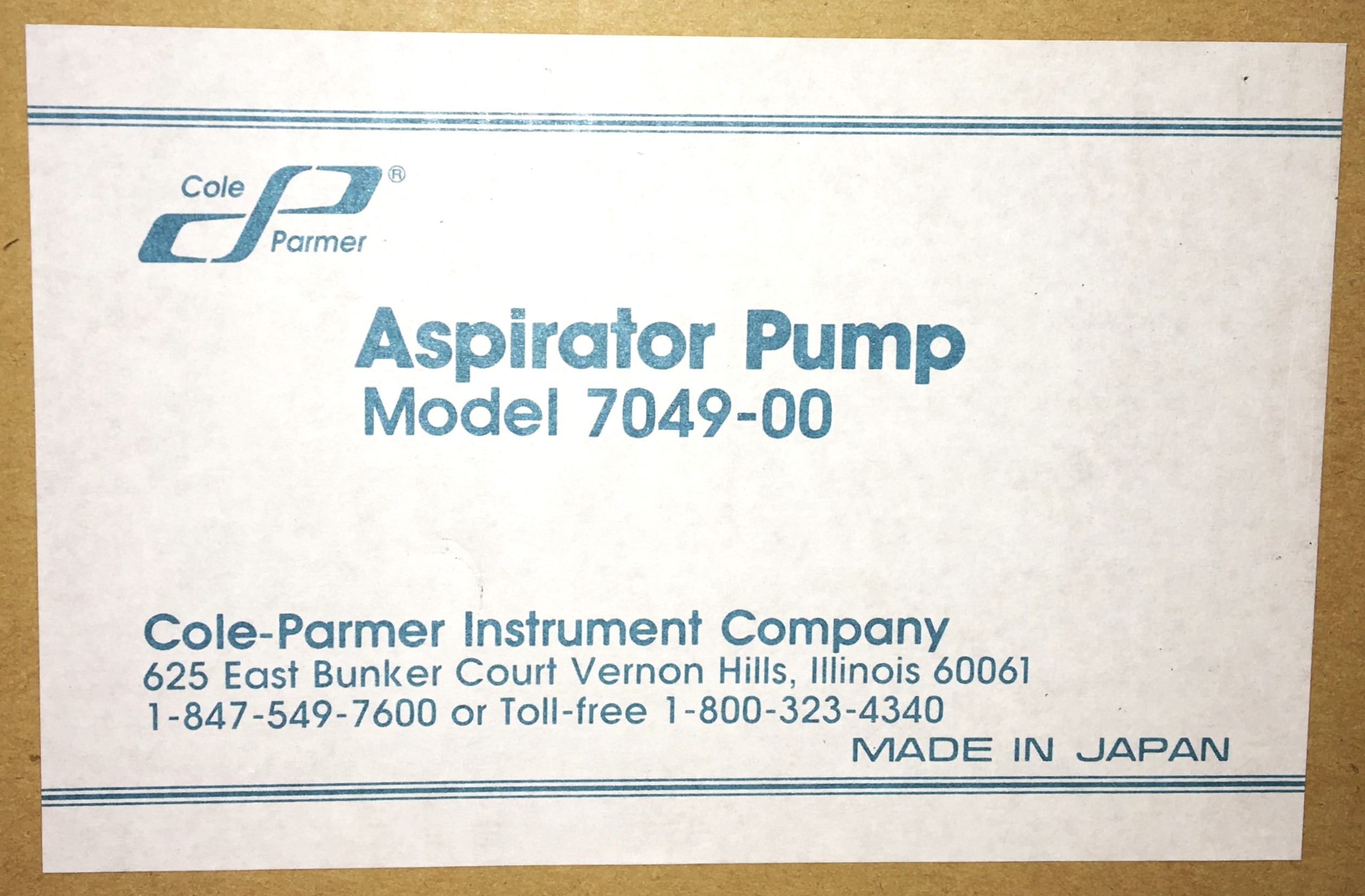 New Open Box Cole-Parmer WP-15 (7049-00) Aspirator Pump (0.5CFM)