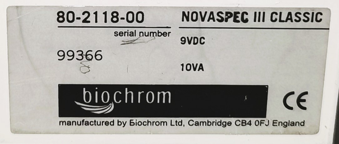 As is Biochrom Novaspec III Classic Visible Spectrophotometer (330 to 830nm)