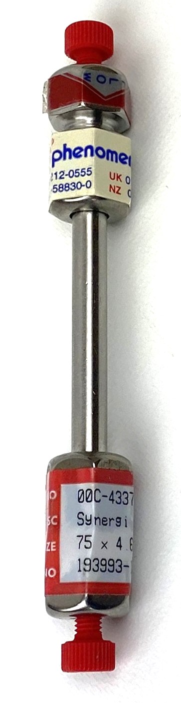 Used Phenomenex Synergi MAX-RP (00C-4337-E0) LC Column (7.5 cm × 4.6 mm x 4µm)