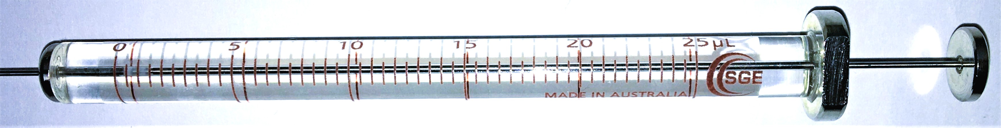 Used SGE 25F-CTC-GT-0.63 GasTight Injection Syringe (25μL)