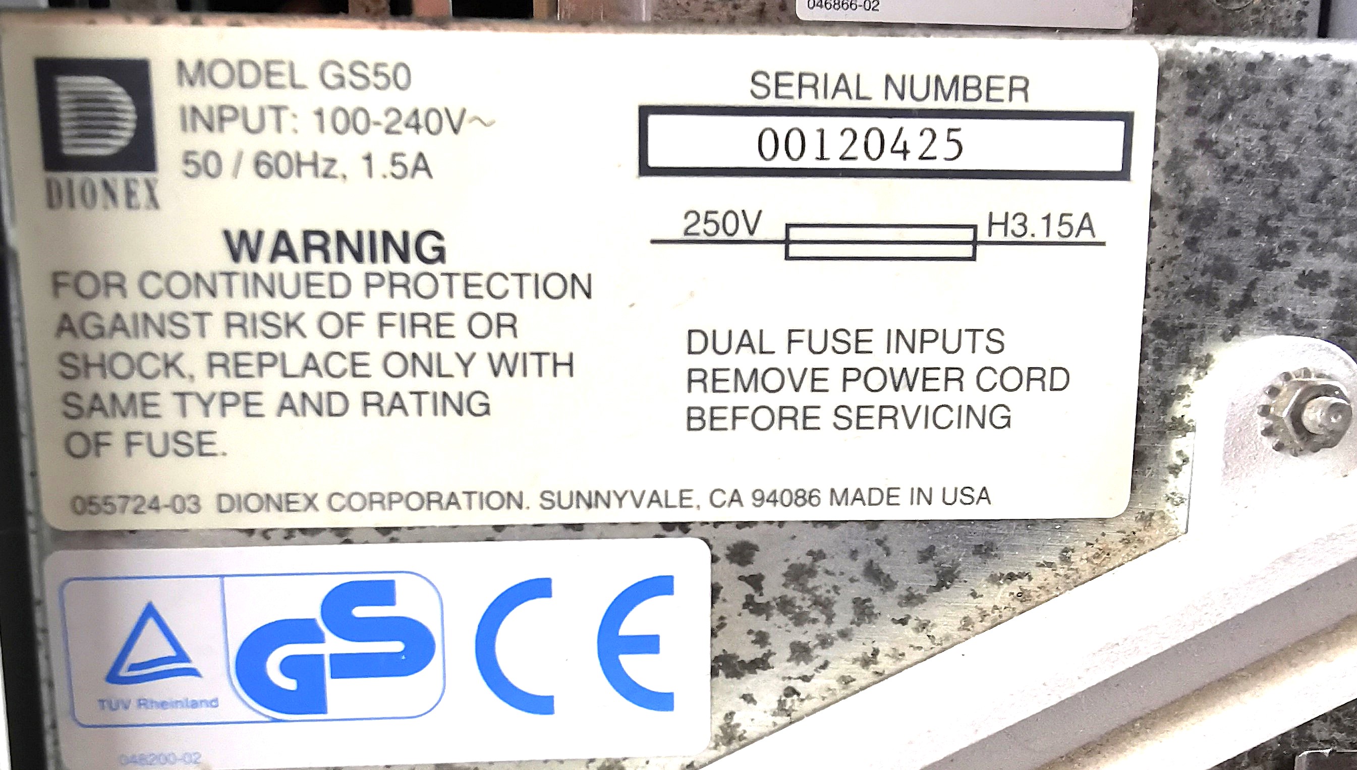 Used Dionex AD25 Absorbance Detector with GS50 Gradient Pump