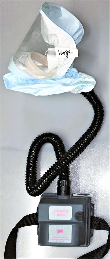 Used 3M Air-Mate HEPA Respirator (PAPR) Unit with Head Cover (Large Size)