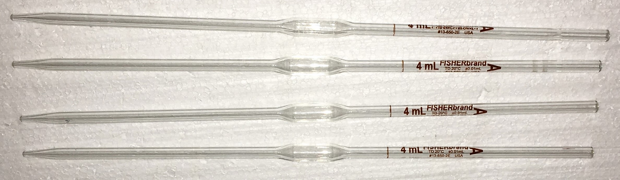 Used Fisherbrand 13-650-2E Class A 4mL Volumetric Pipet