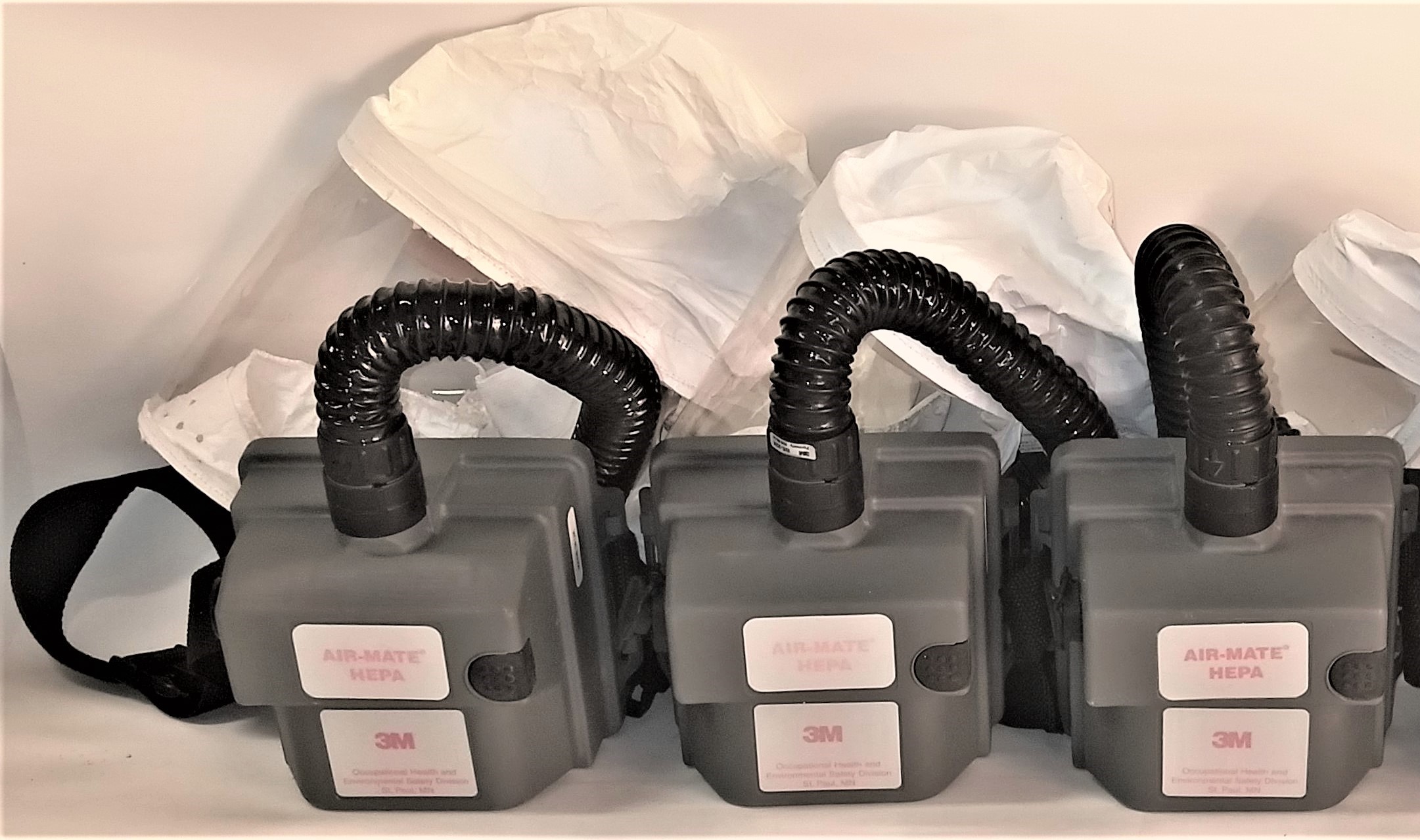 Used 3M Air-Mate HEPA Respirator (PAPR) Unit with Head Cover (Regular Size)