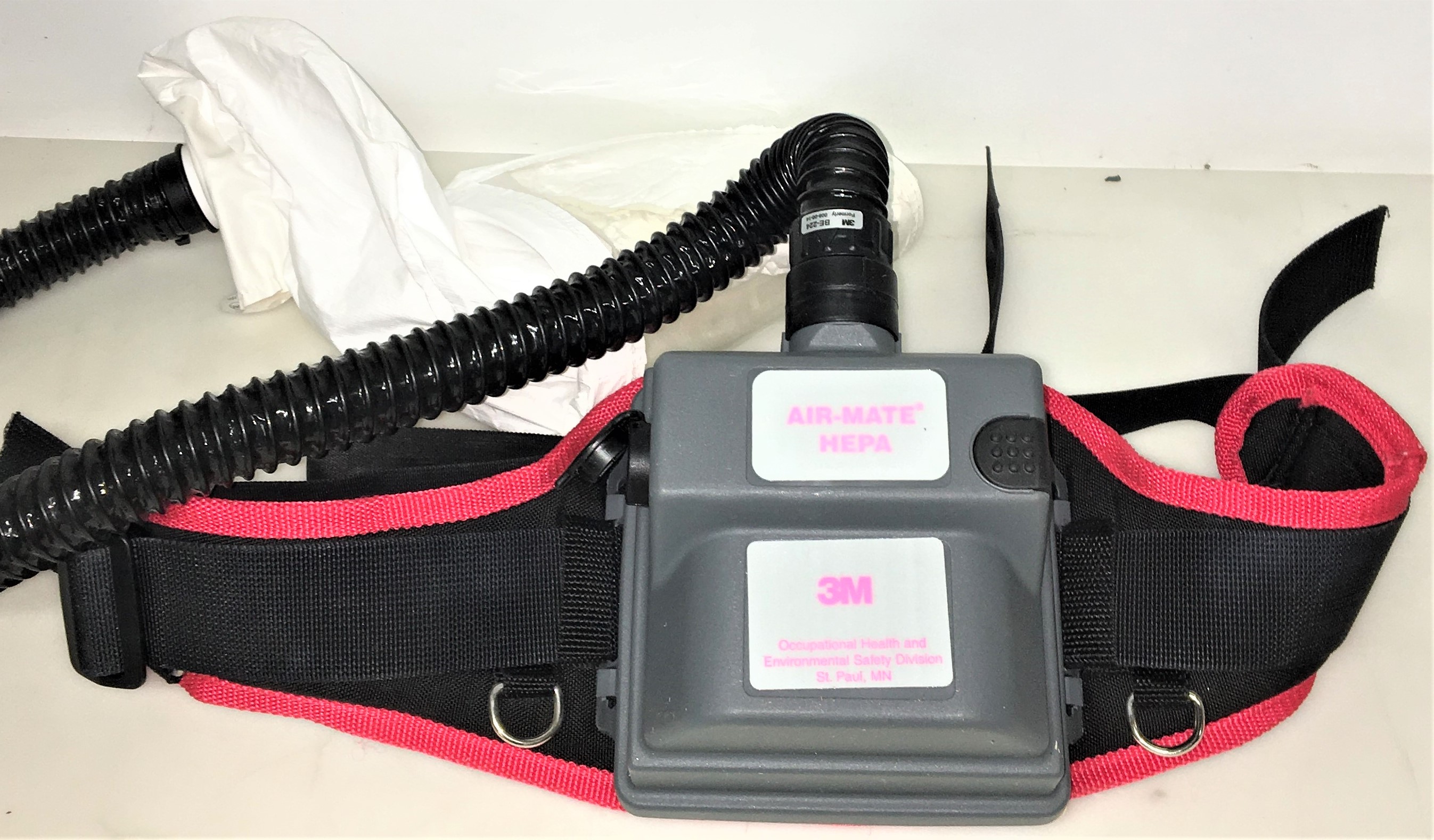 Used 3M Air-Mate HEPA Respirator (PAPR) Unit with Head Cover and Back Support