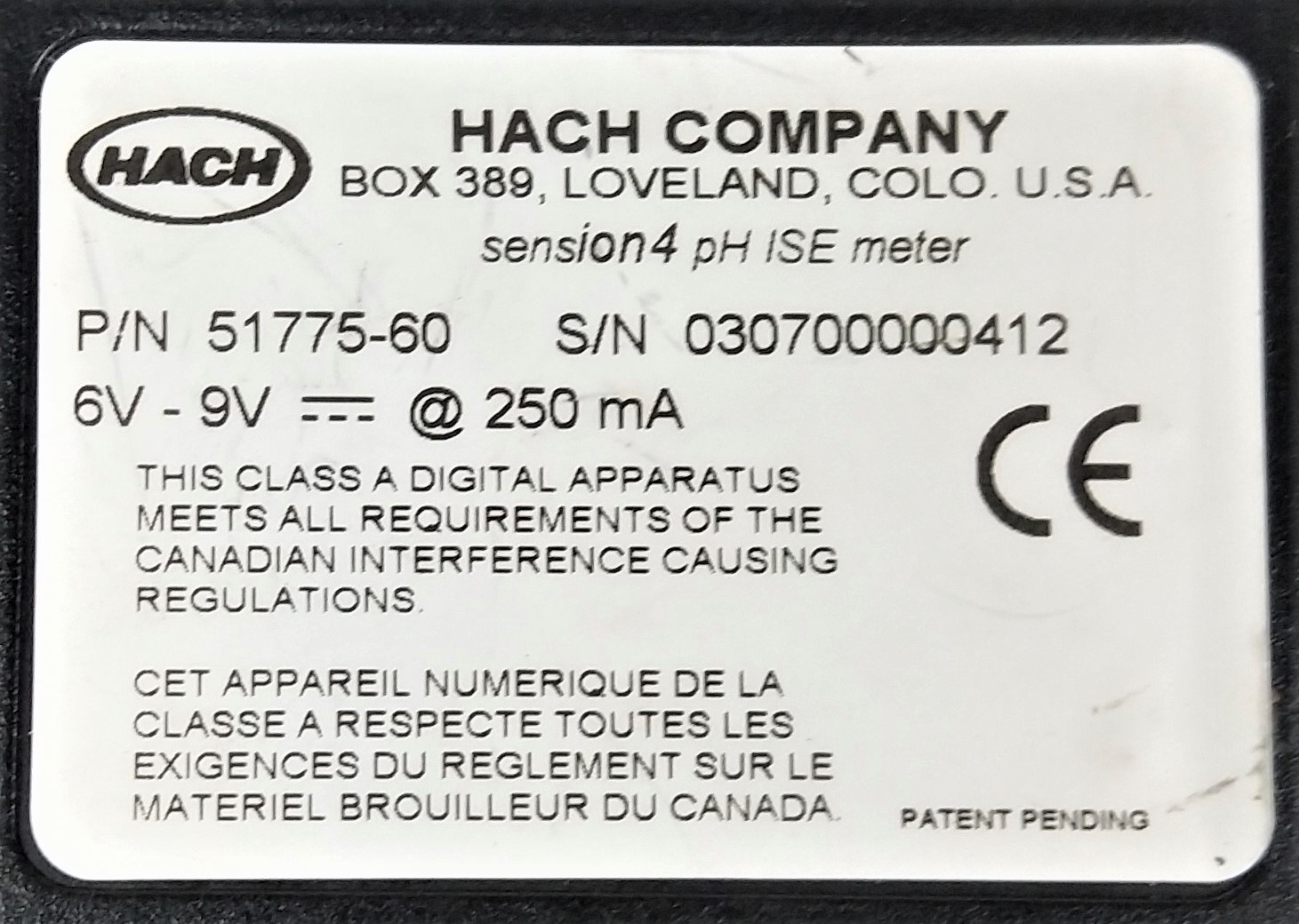 Used Hach SensION 4 (51775-60) Portable pH-ISE Meter with Electrode Support