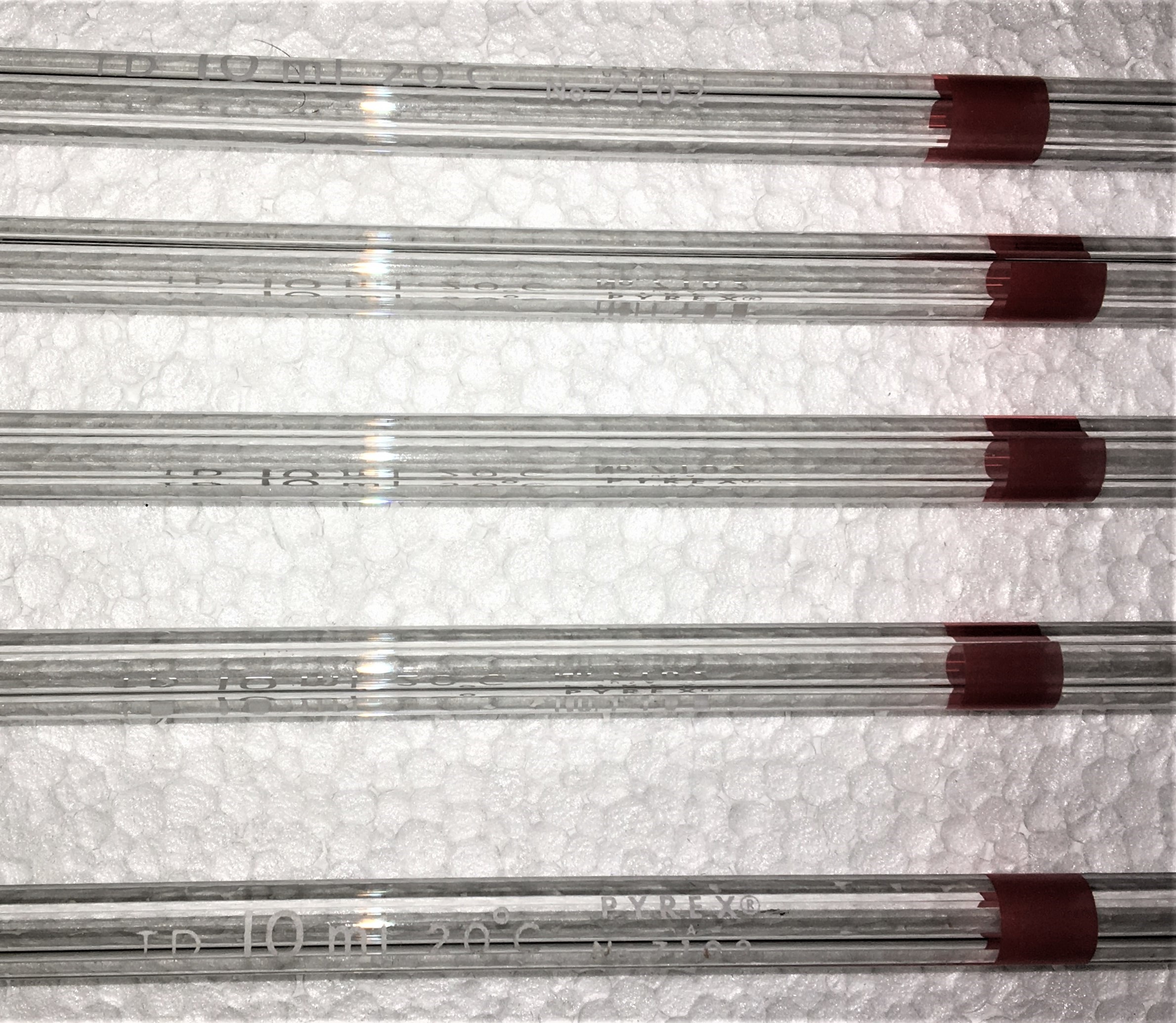 Used Corning PYREX 7102-10 Volumetric Pipet, Class A - 10mL (Pack of 5)