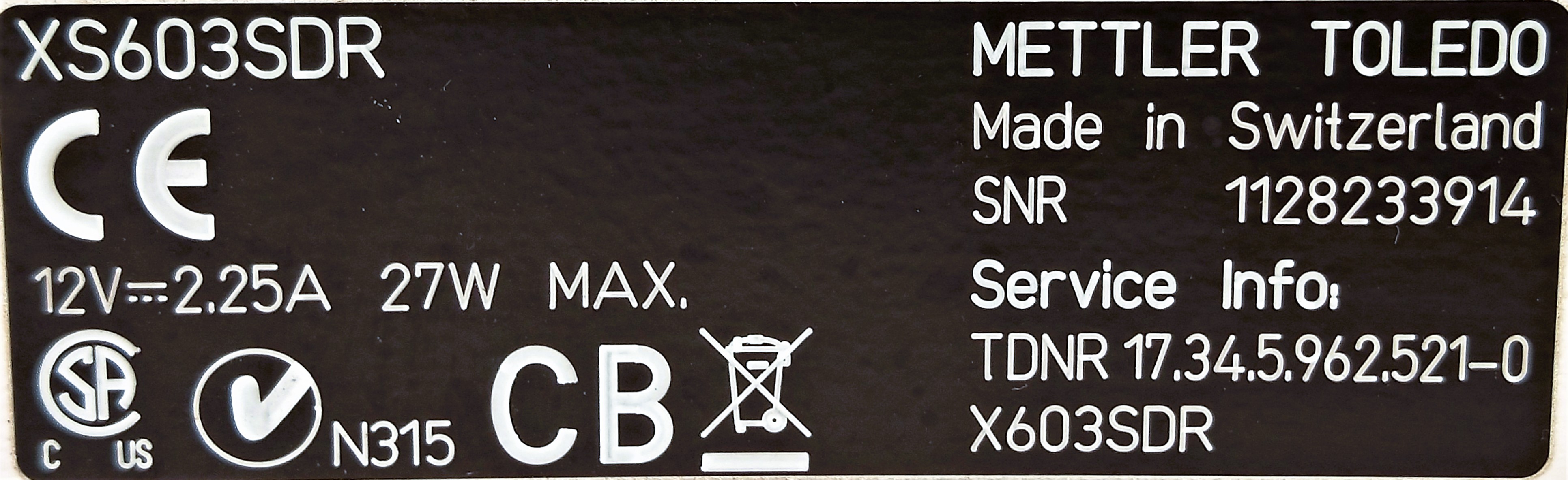 Used Mettler Toledo XS603SDR Delta-Range Analytical Balance (120g x 0.0001g / 610g x 0.001g)