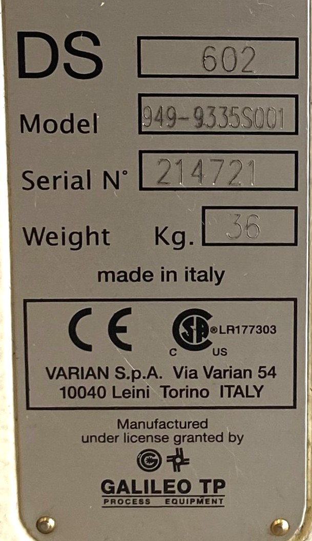 Used Varian (Agilent) DS 602 Rotary Vacuum Pump (17.6cfm)