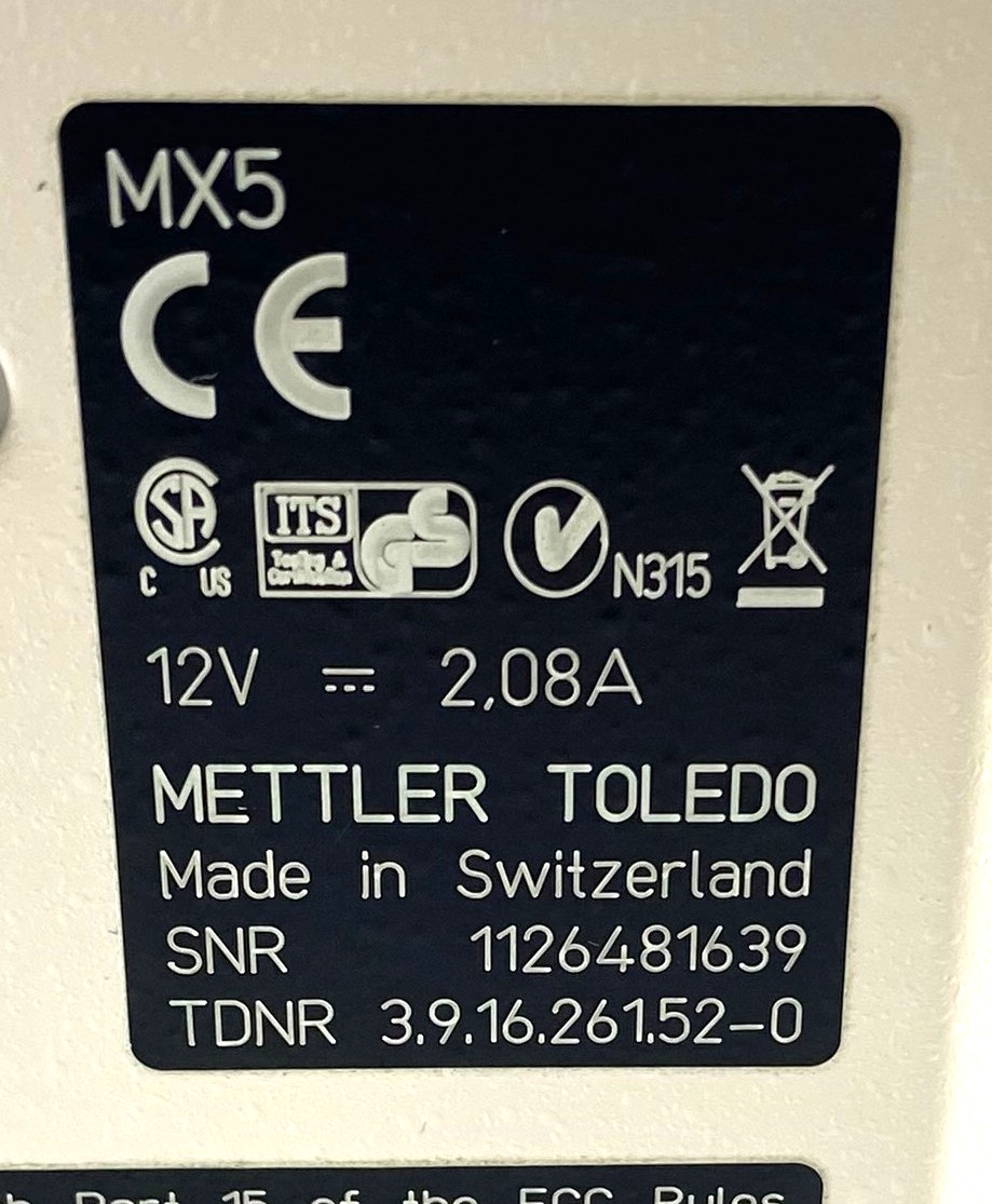 As is Mettler Toledo MX5 MicroBalance (5.1 g x 0.001 mg)